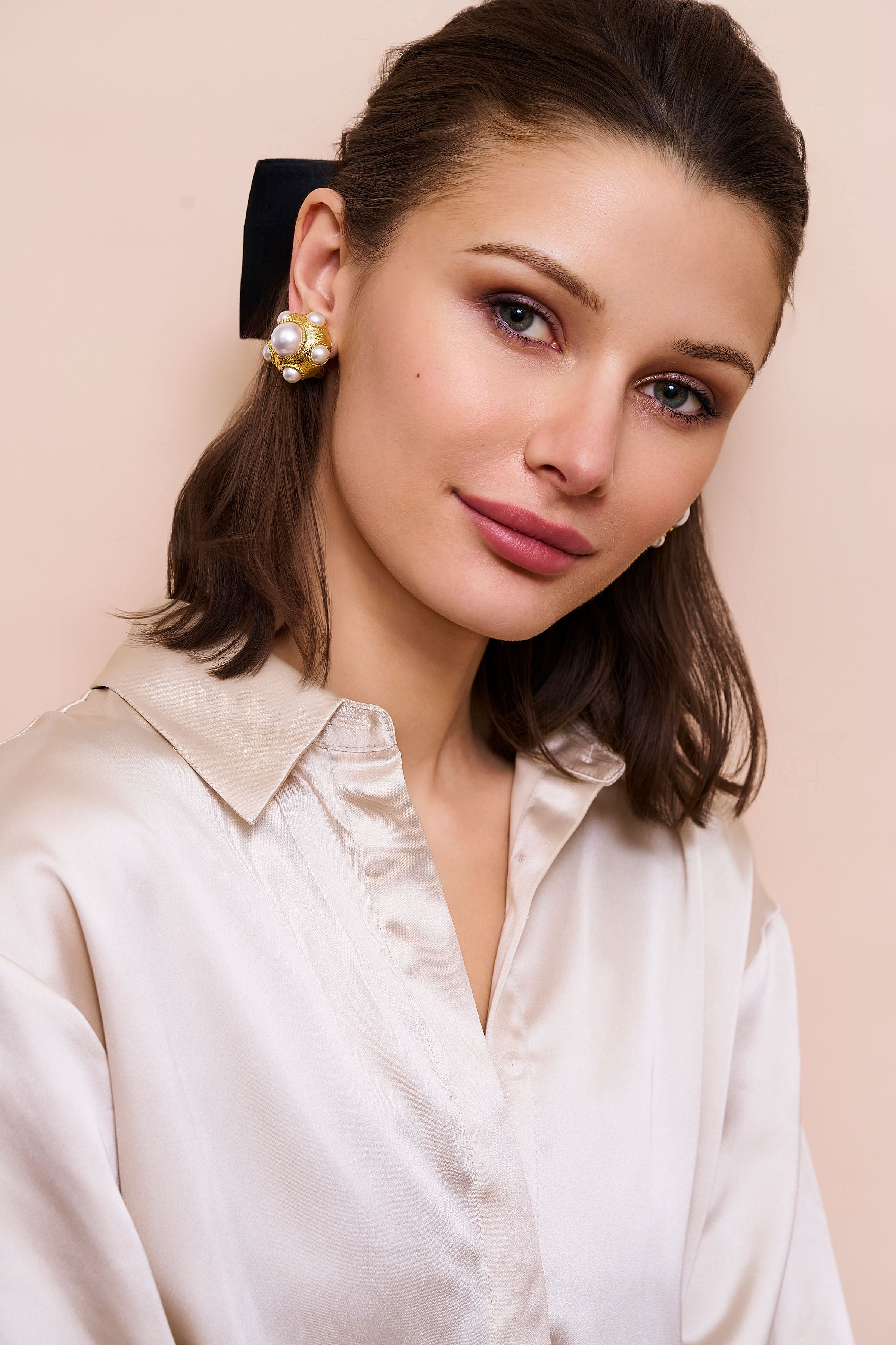 Pearl Cabochon Clip-On Earrings