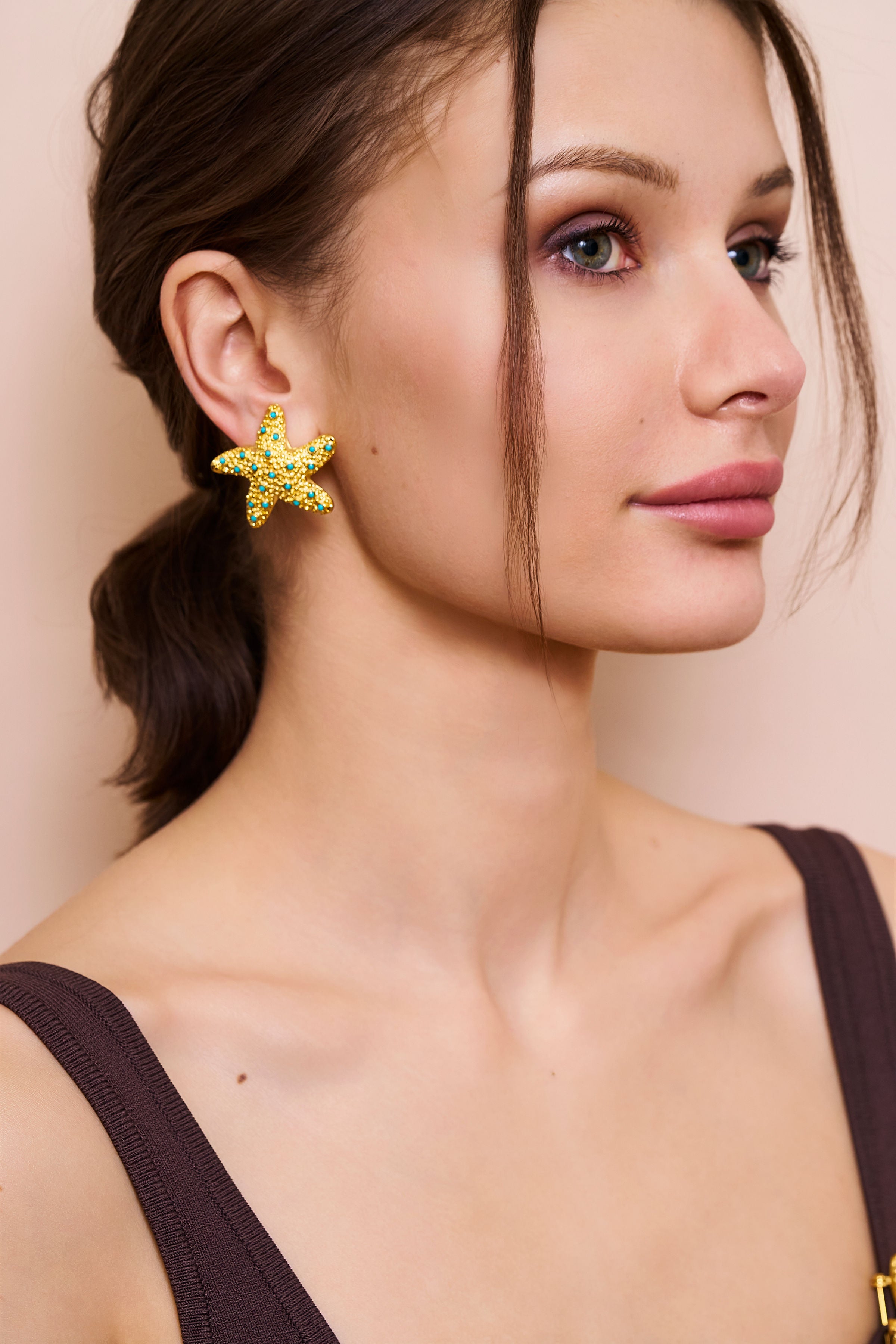 Turquoise Starfish Clip-On Earrings
