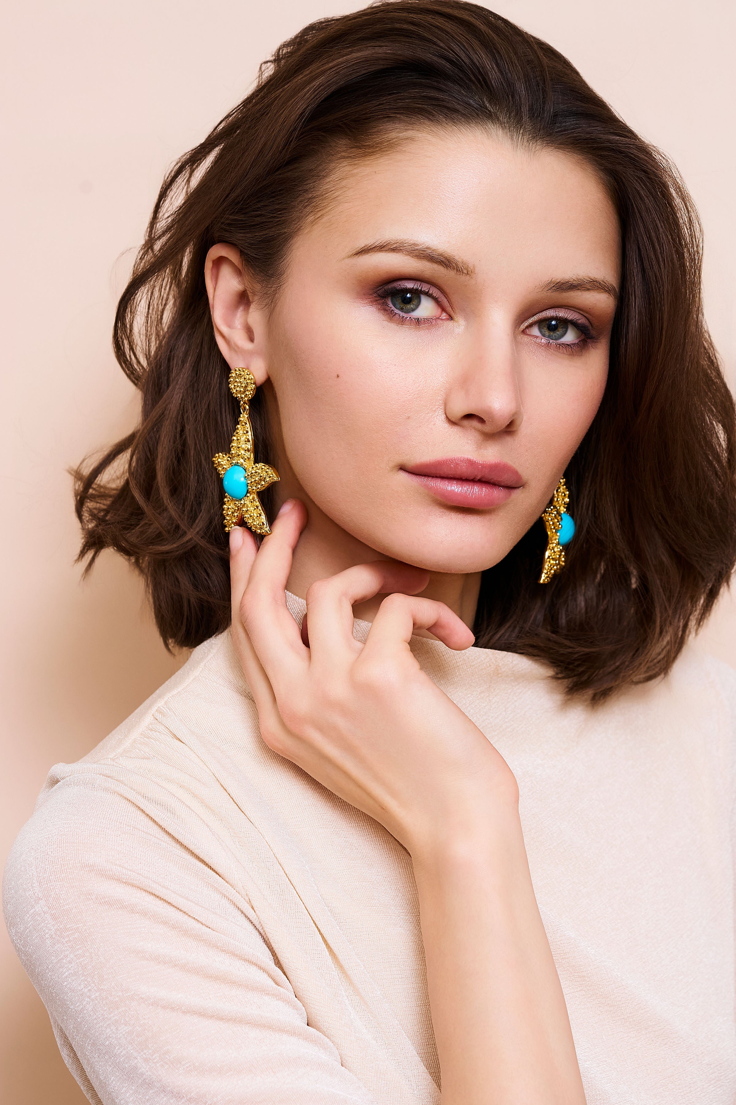 Turquoise Starfish Drop Earrings