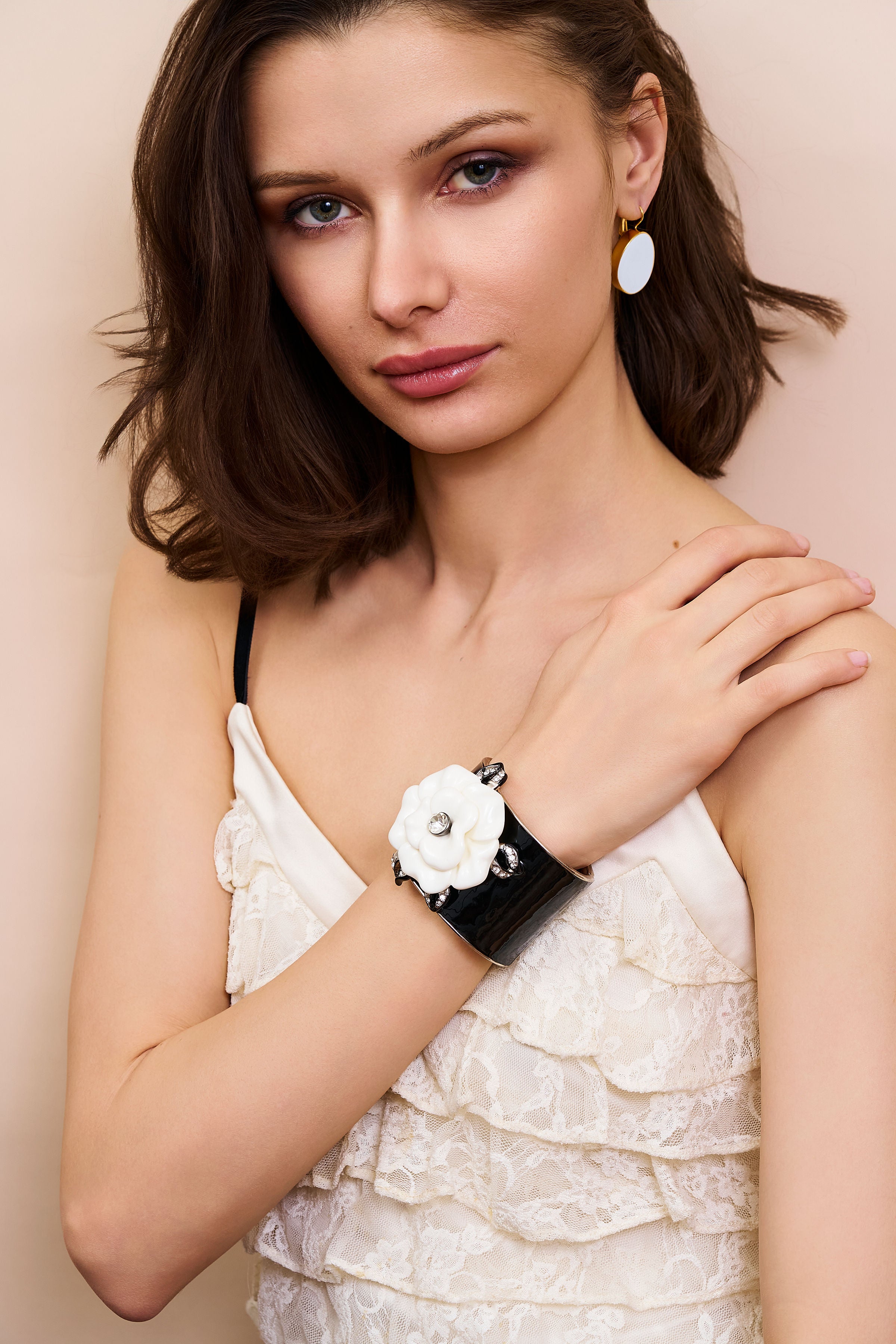 White Flower Cuff Bracelet