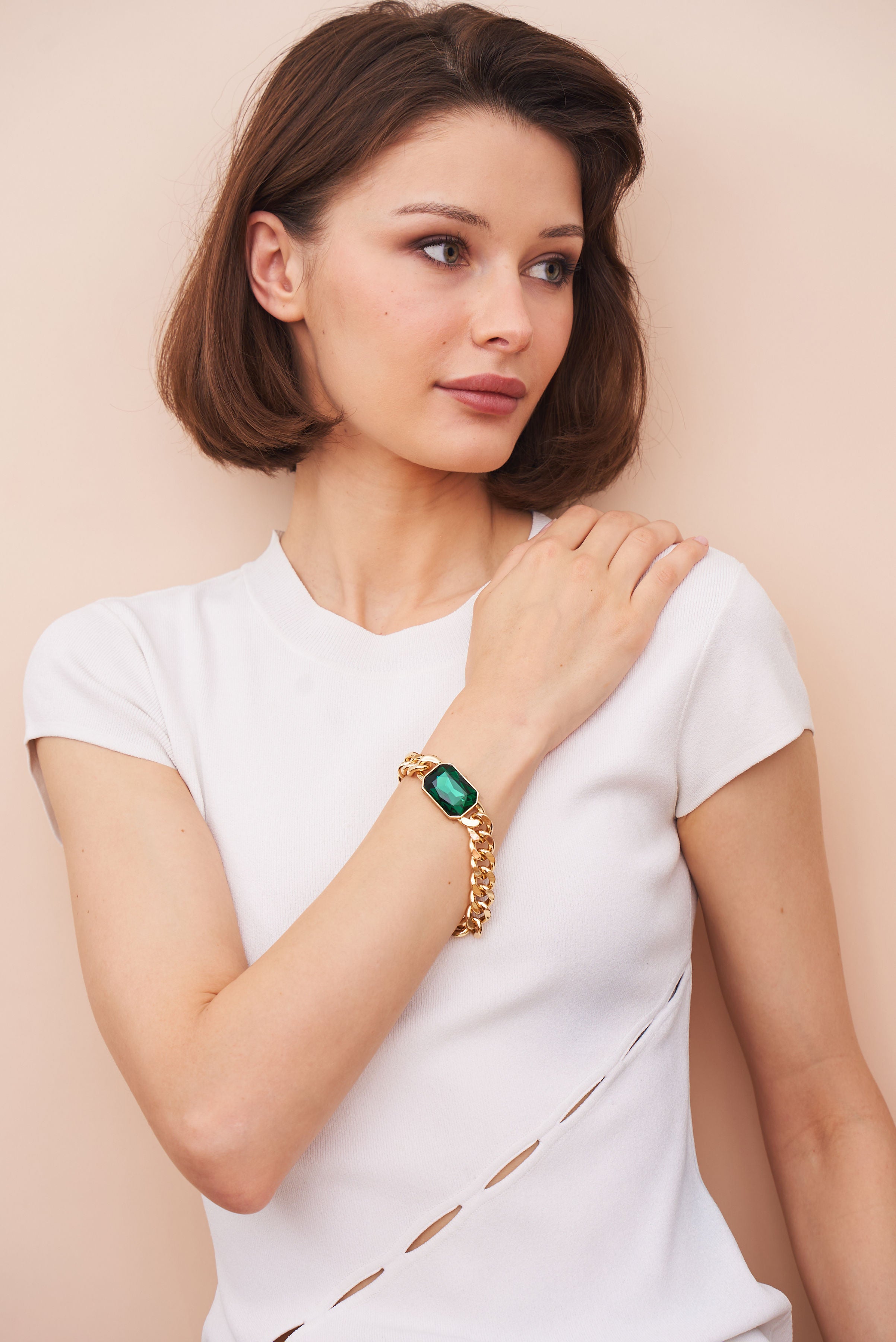 Emerald Octagon Chain Bracelet