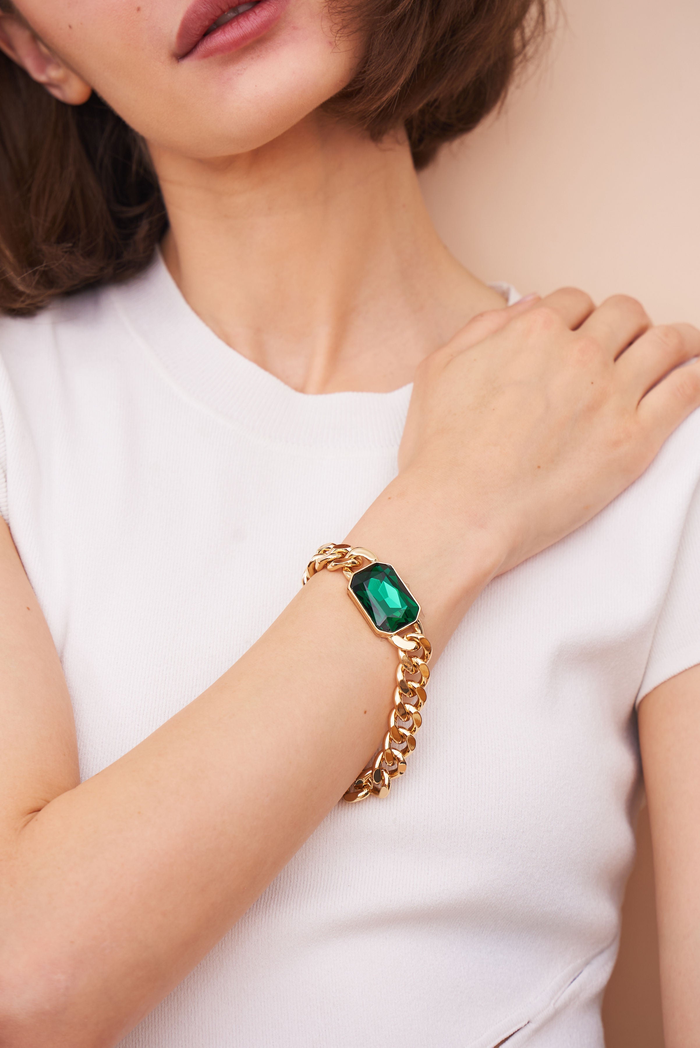 Emerald Octagon Chain Bracelet