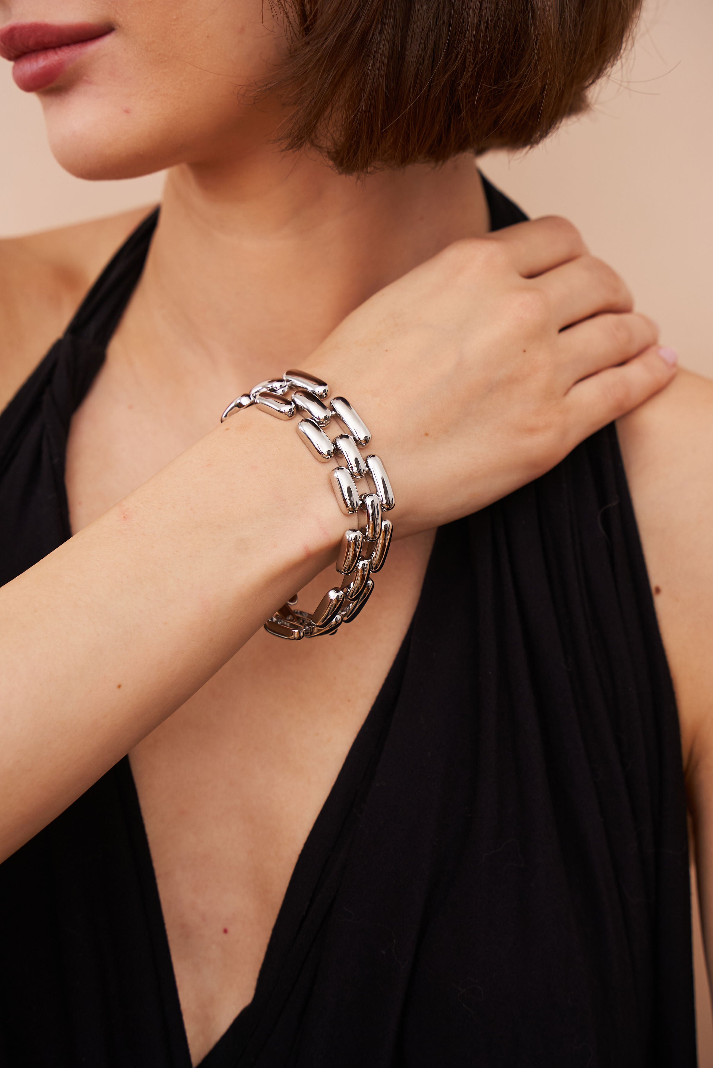 Silver Square Link Bracelet
