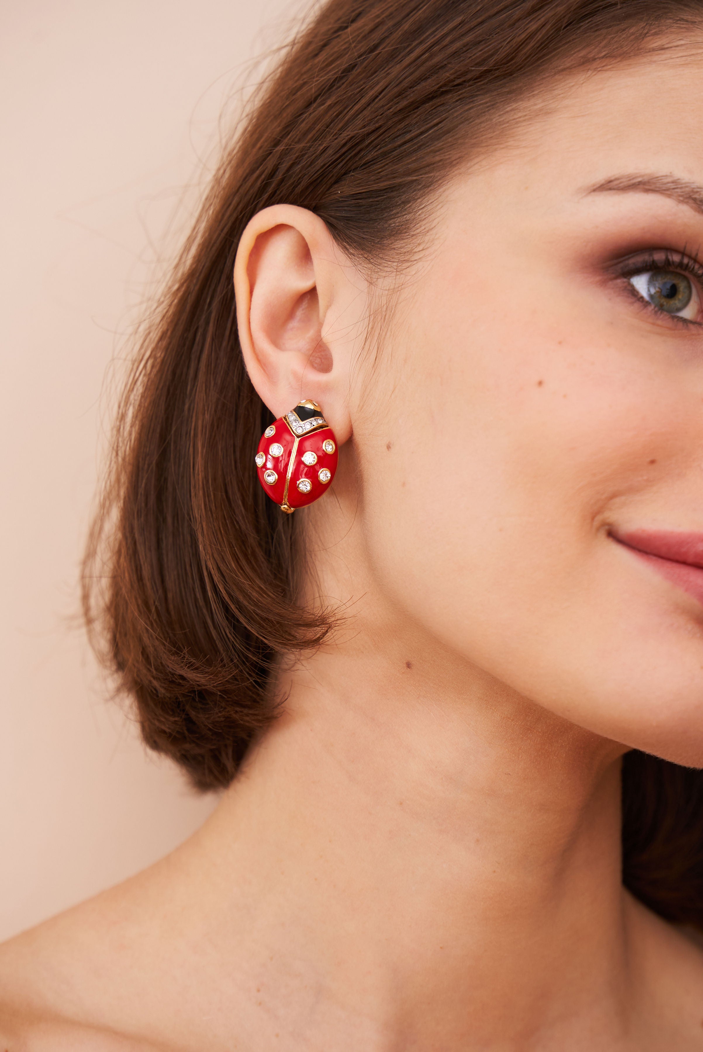 Red Ladybug Clip-On Earrings
