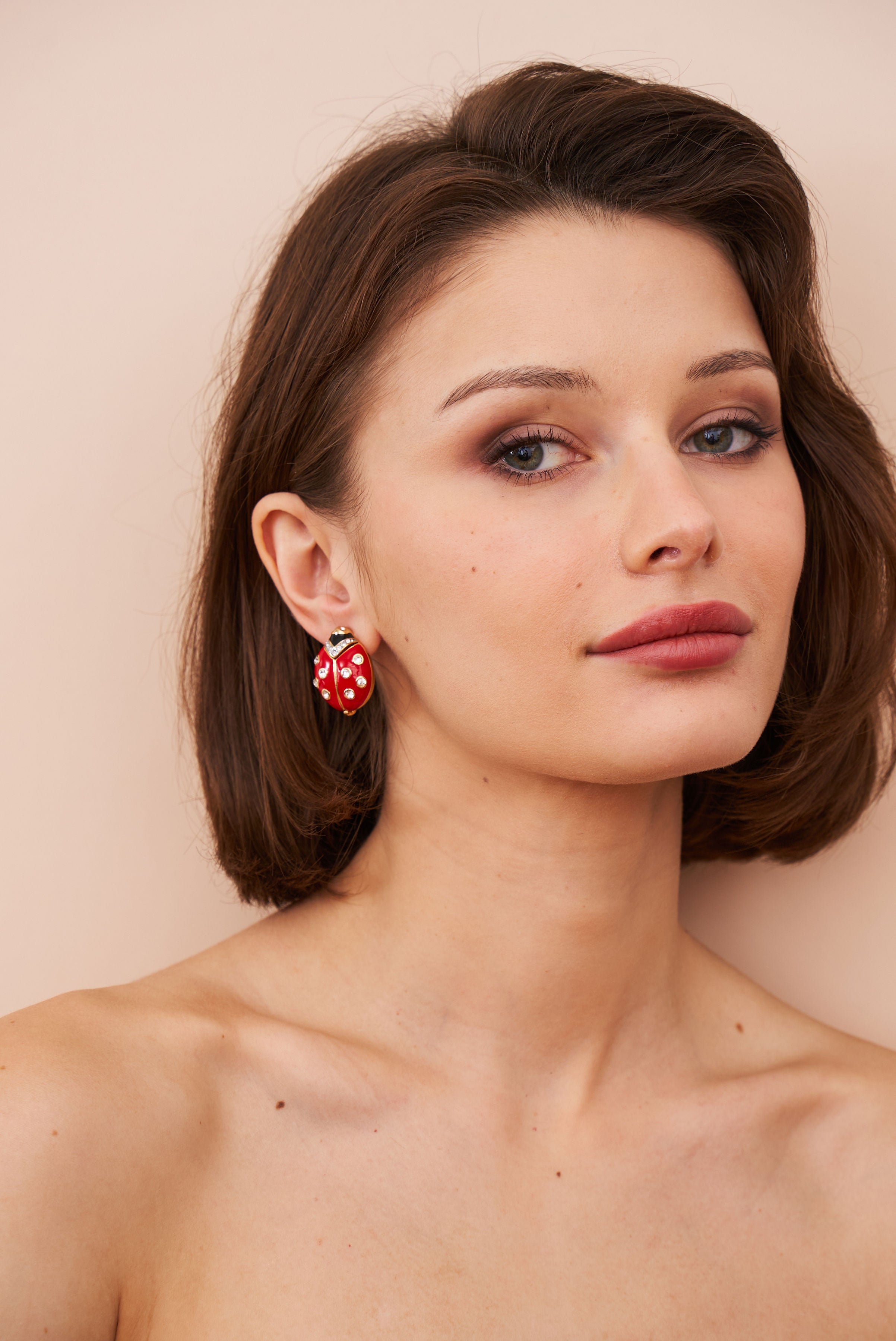 Red Ladybug Clip-On Earrings