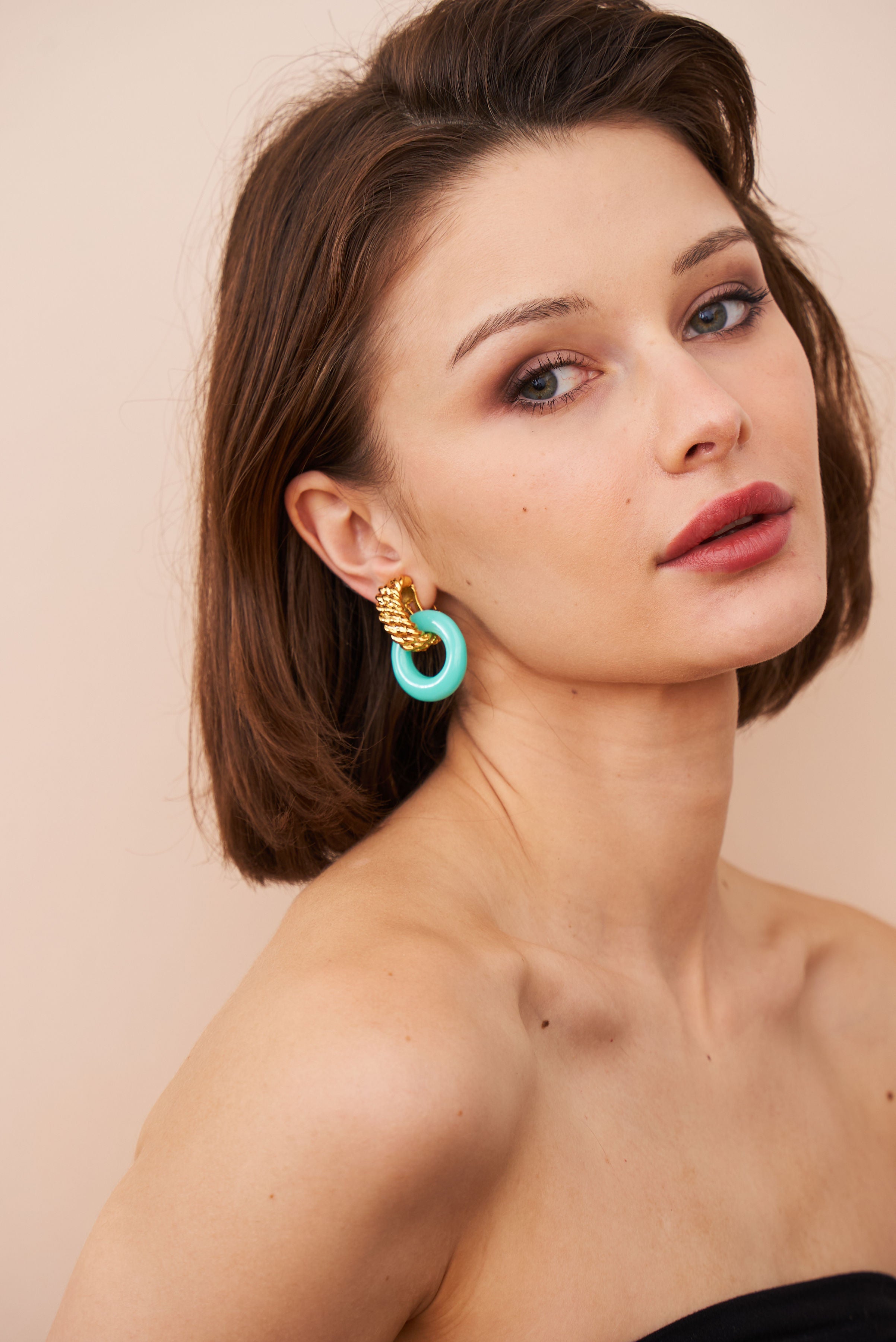 Turquoise Doorknocker Pierced Earrings
