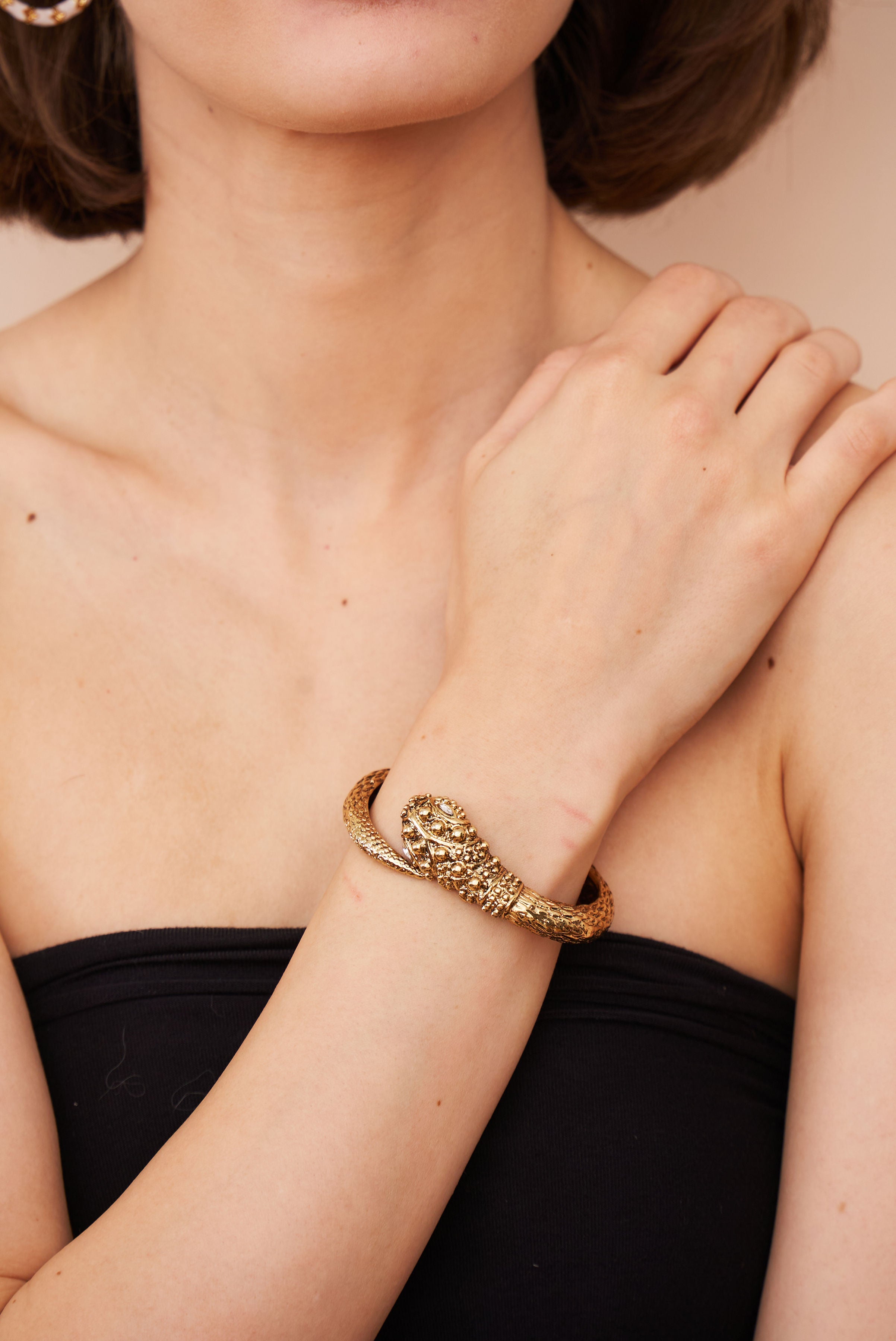 Antique Gold Snake Head Bracelet