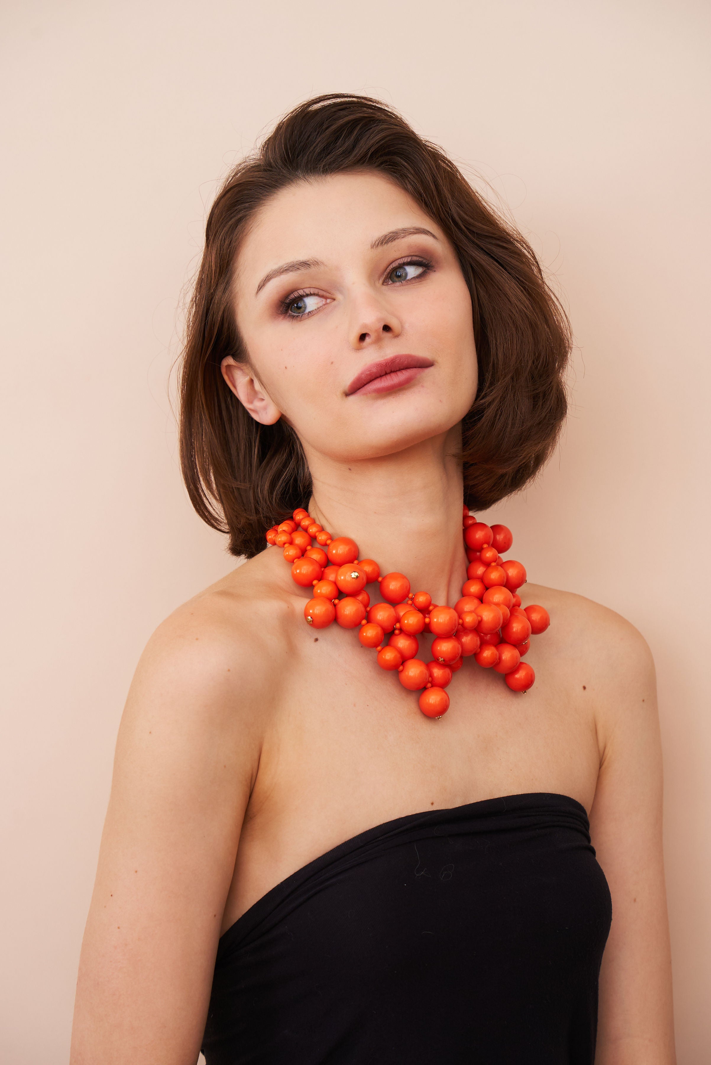 Coral Cluster Drops Necklace