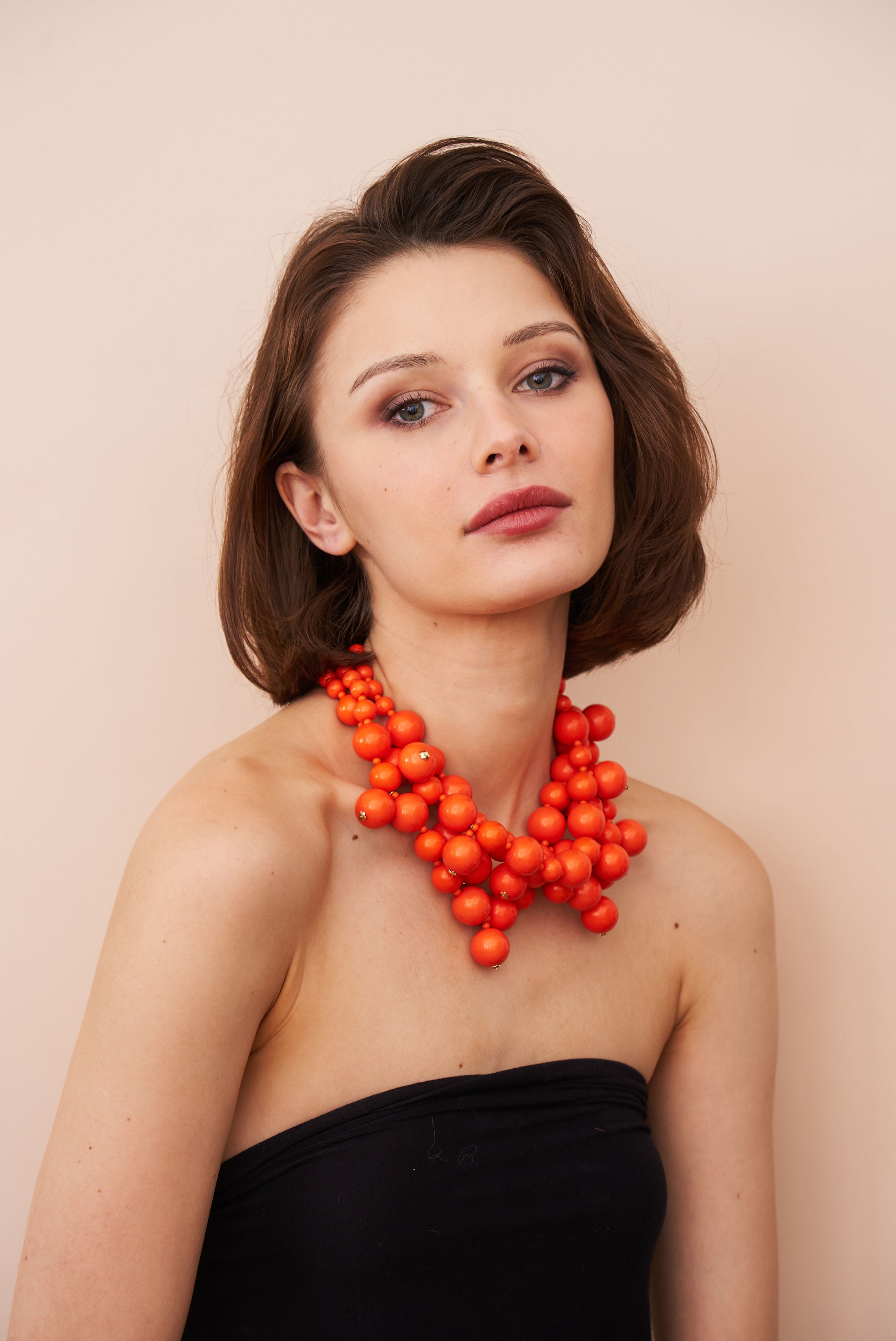 Coral Cluster Drops Necklace
