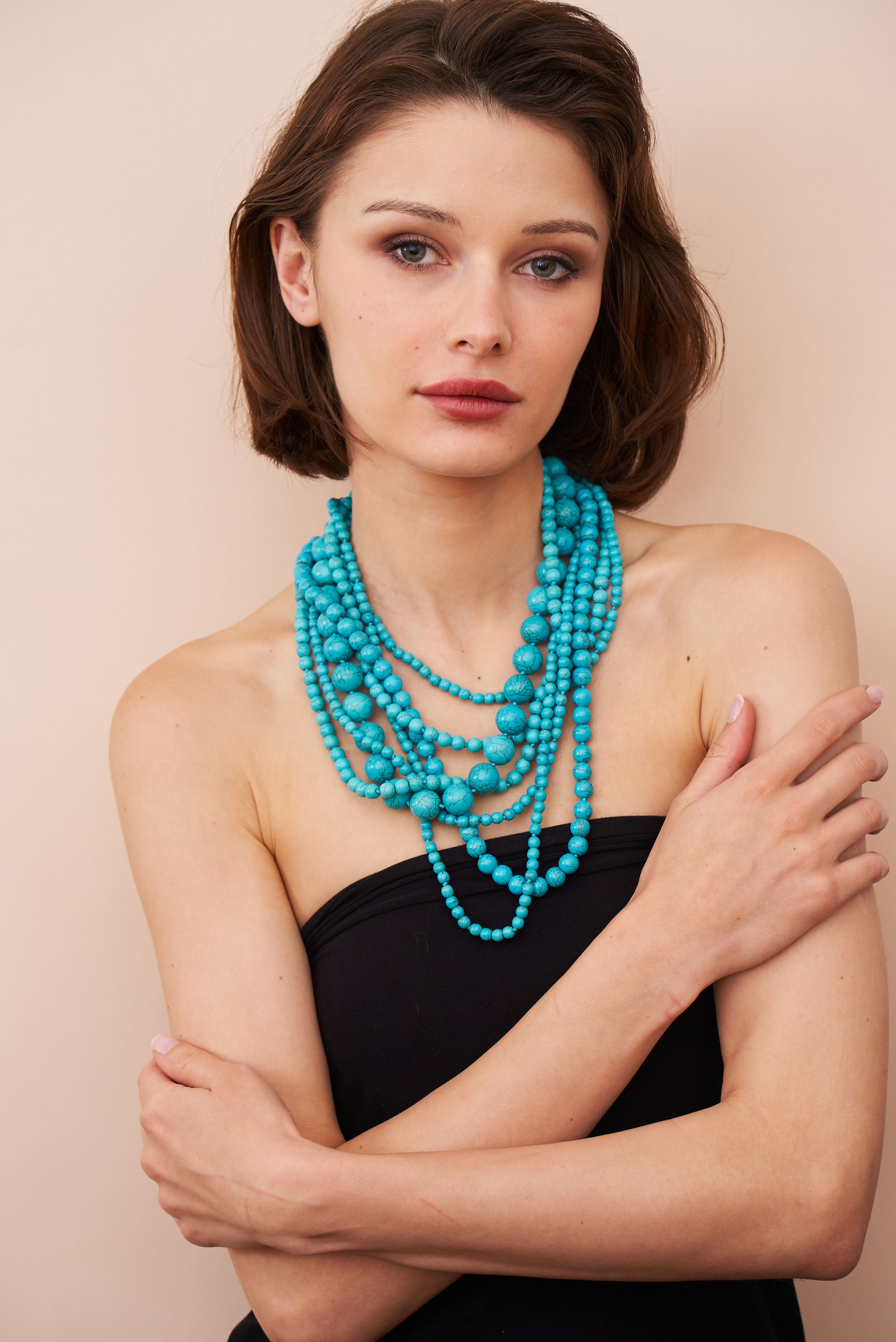 Seven Row Turquoise Bead Necklace