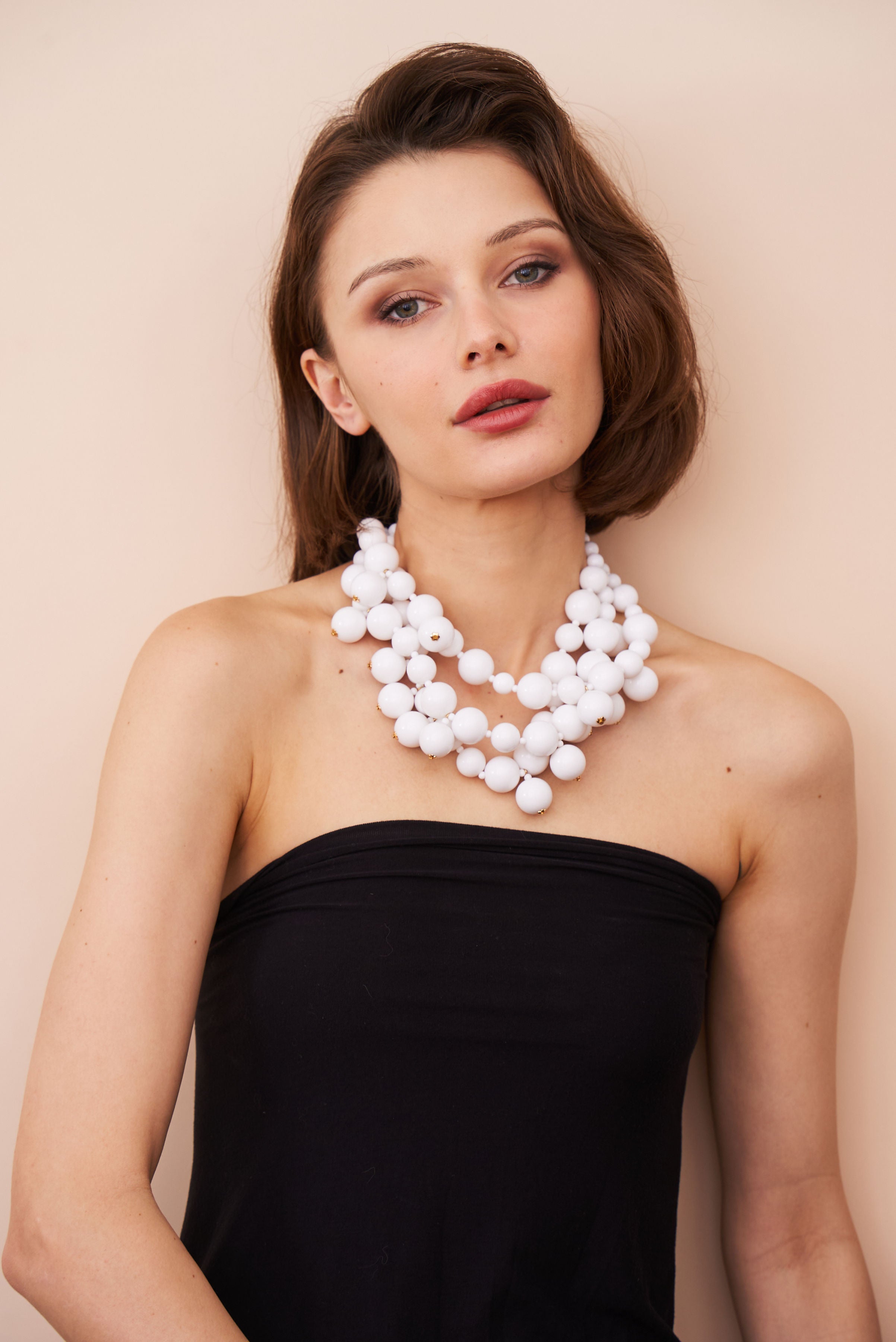 White Cluster Drops Necklace
