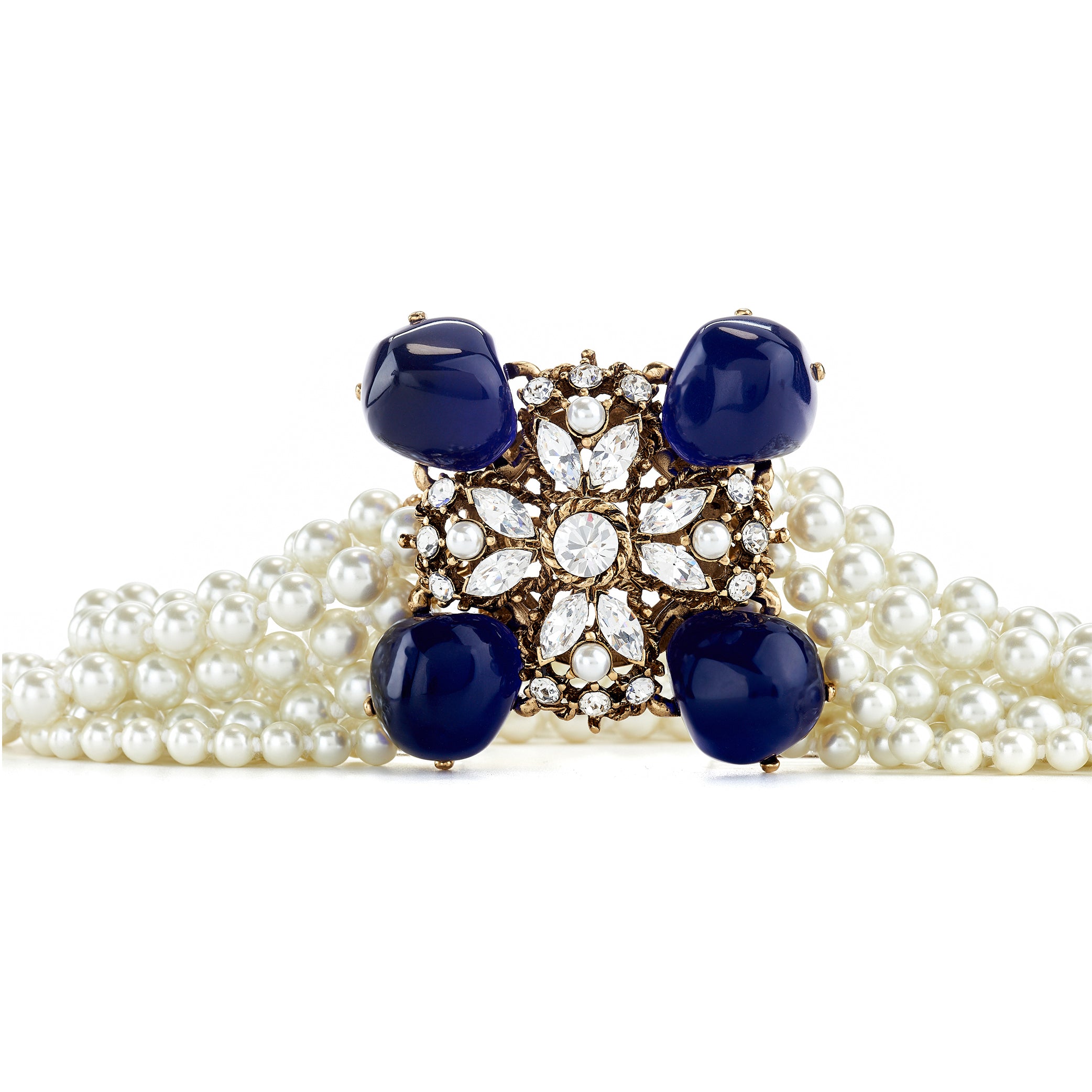 Vintage Montana Stone Clasp Pearl Necklace