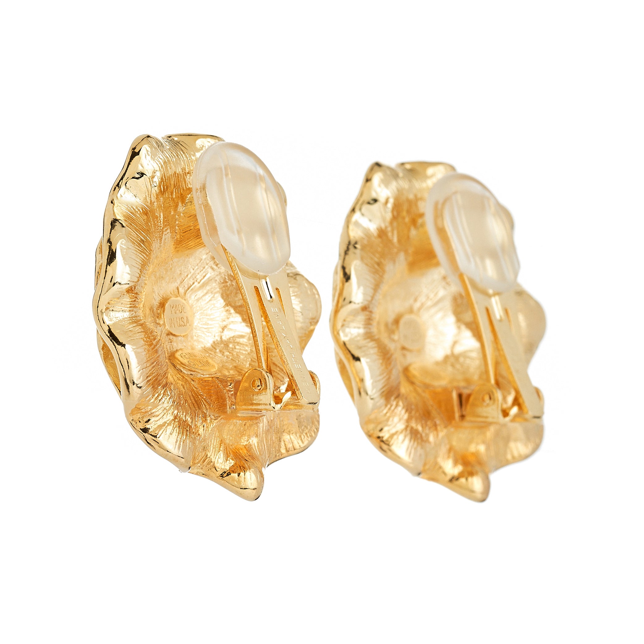 Pearl Center Flower Clip-On Earrings