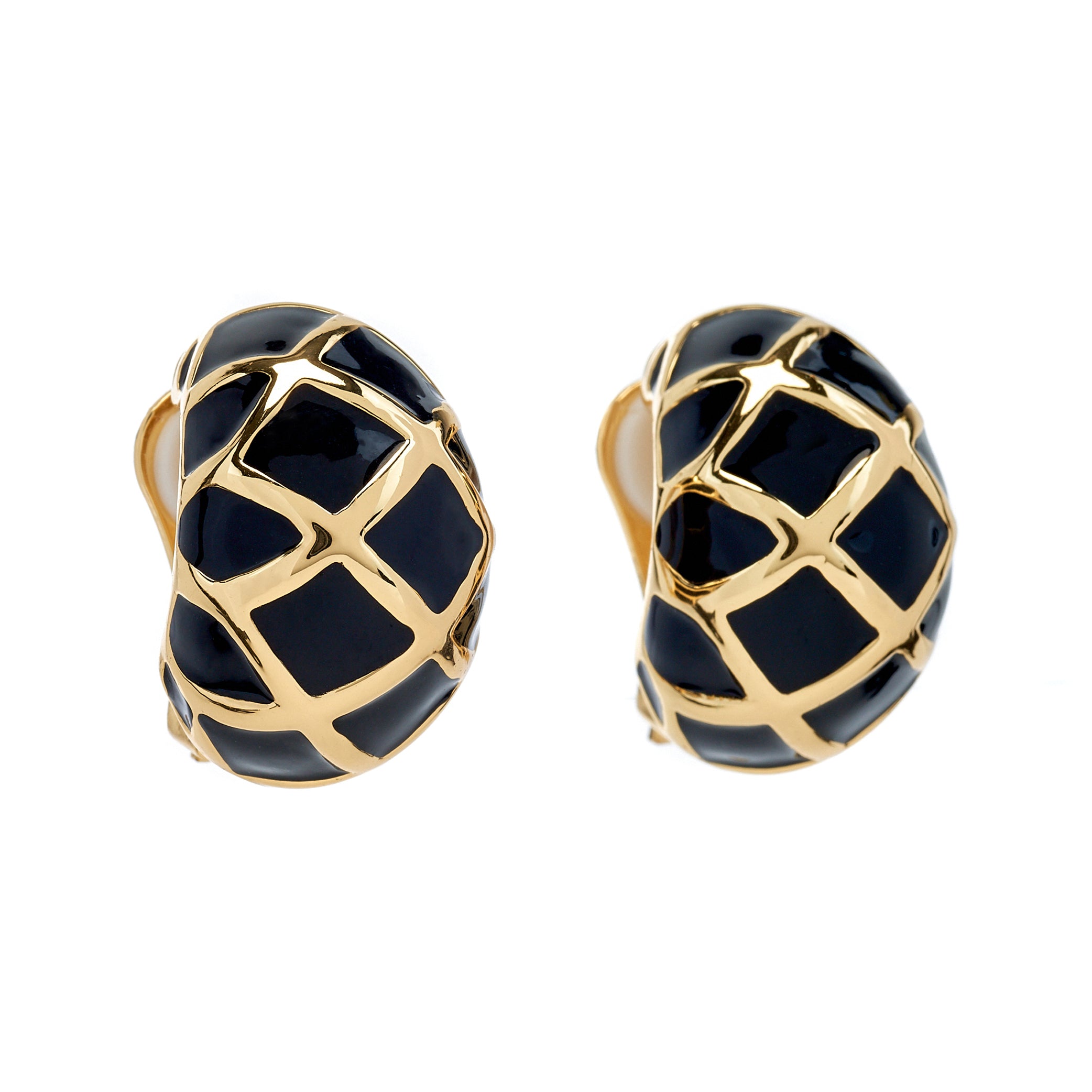 Enamel Huggie Clip-On Earrings