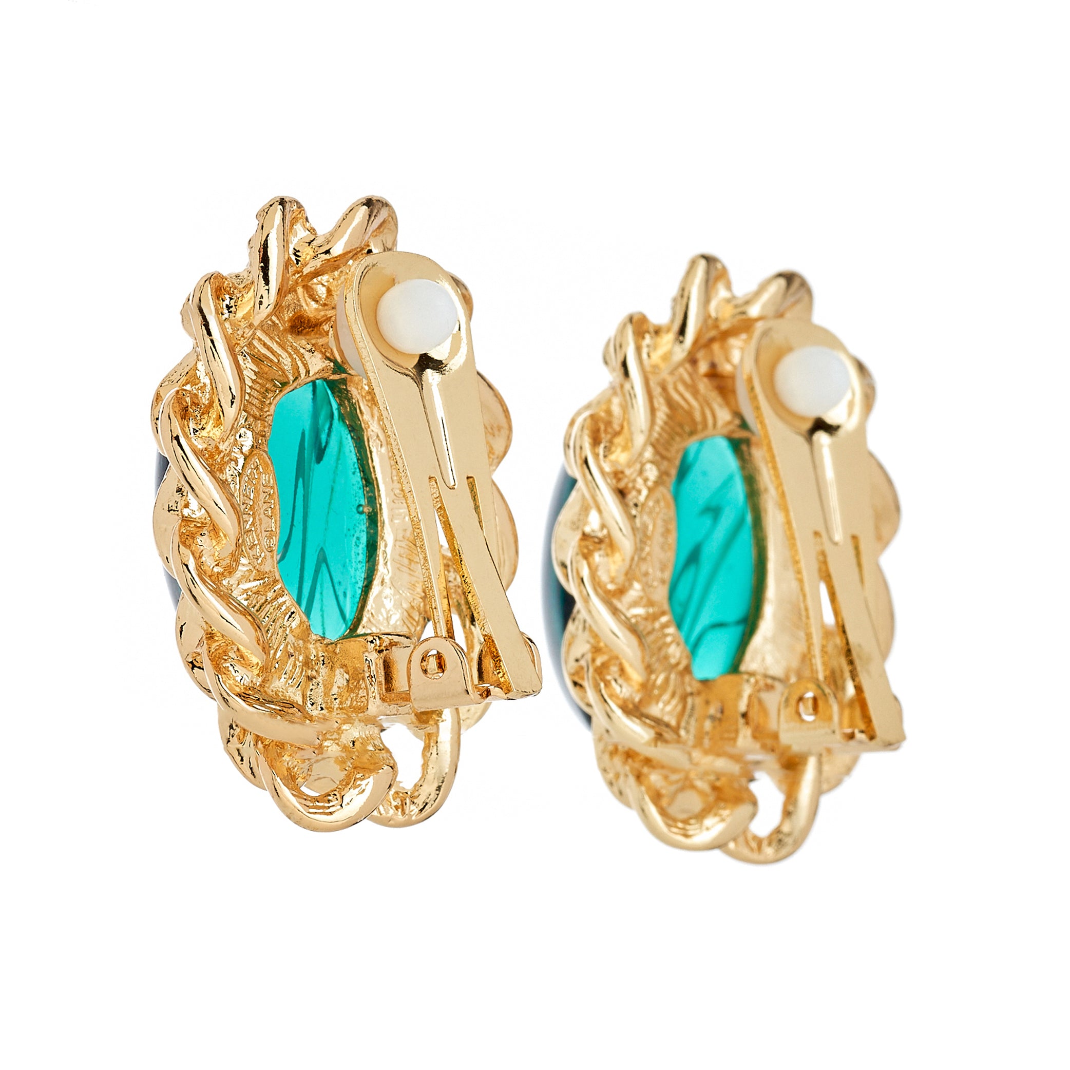 Emerald Center Oval Clip-On Earrings