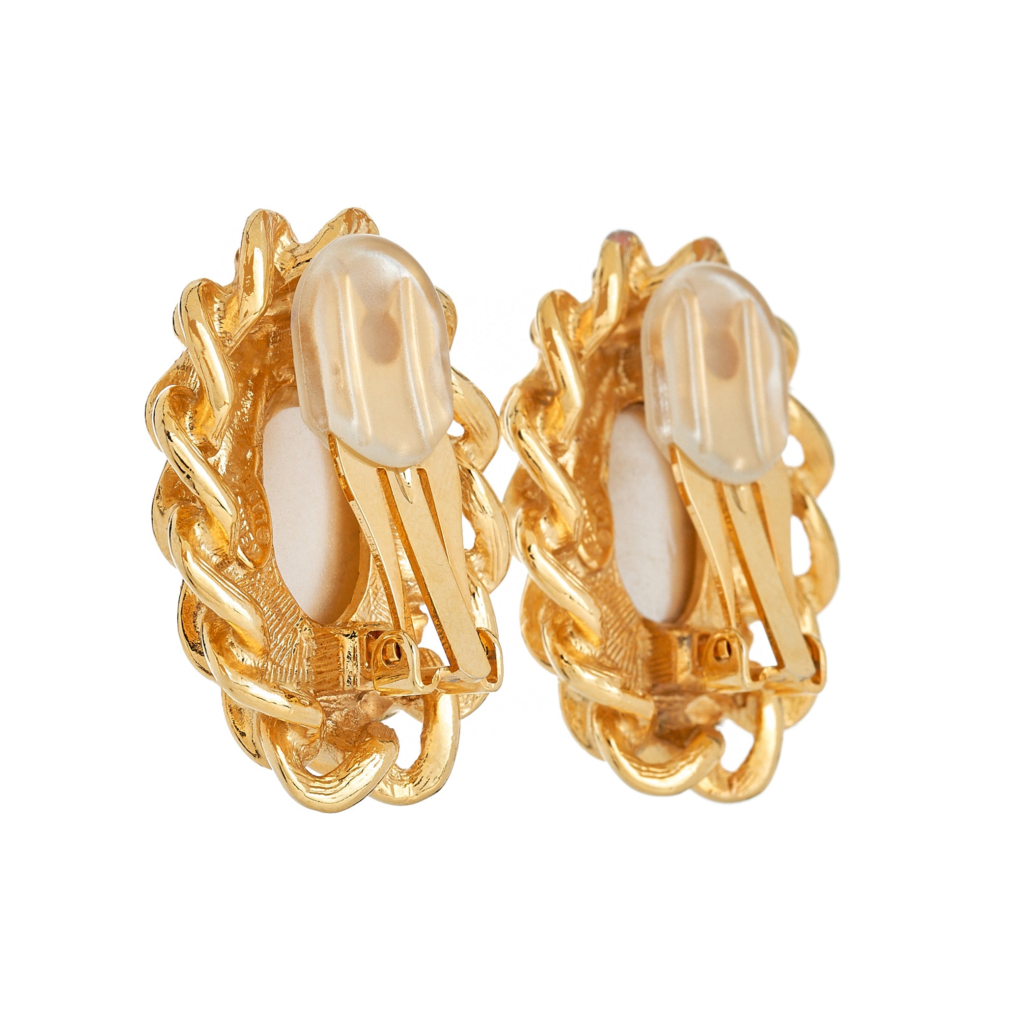 Pearl Center Oval Clip-On Earrings