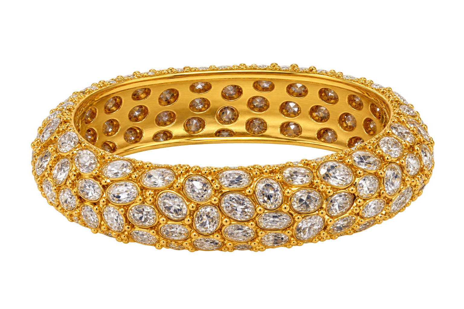 Gold Crystal Hinged Bracelet