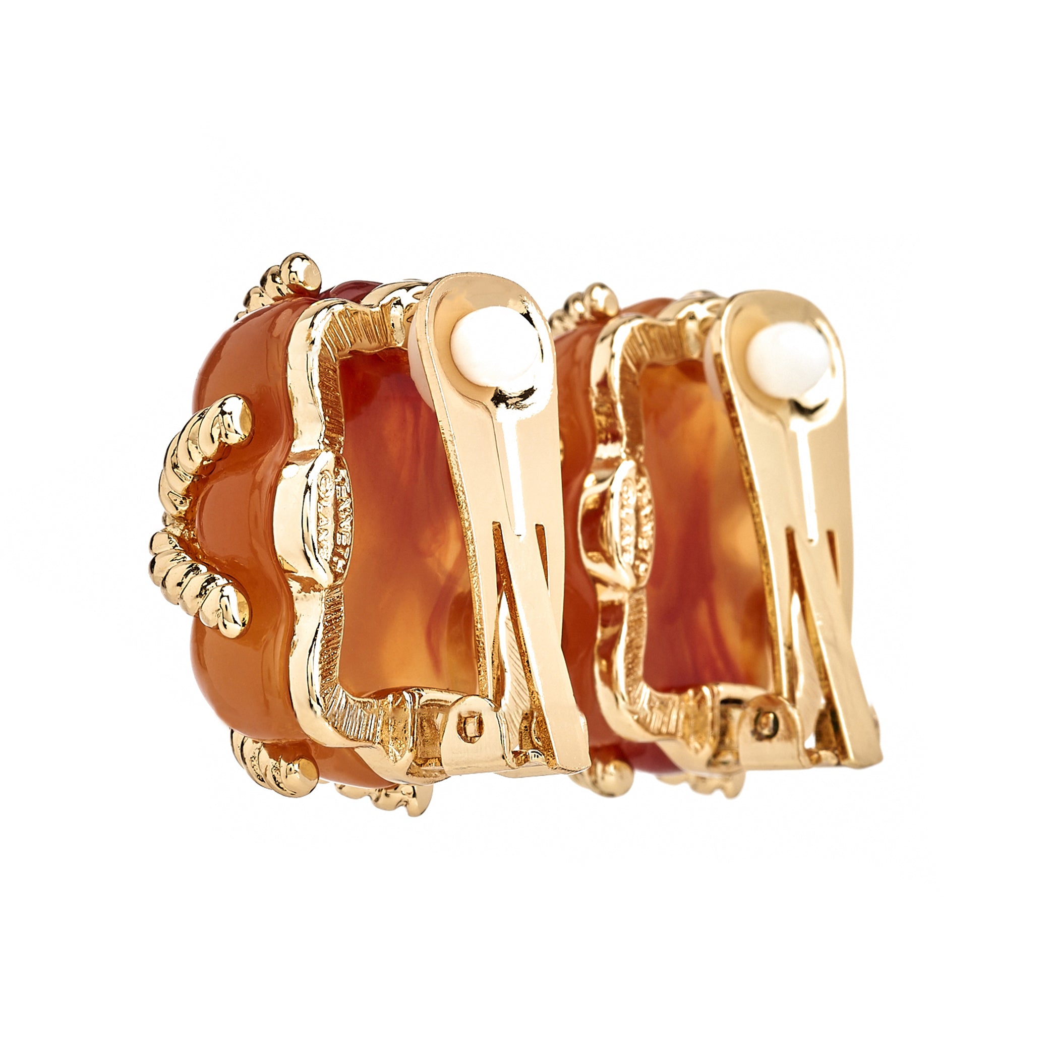 Quilted Amber Clip-On Earrings - Amber