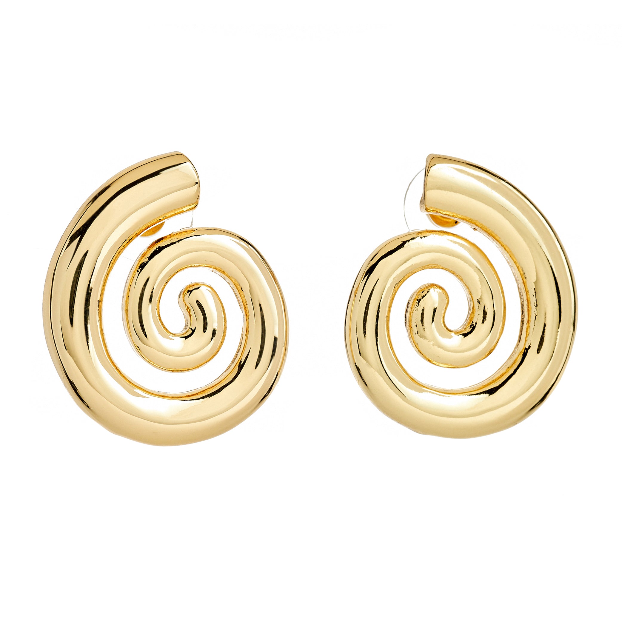 Gold Swirl Pierced Earrings