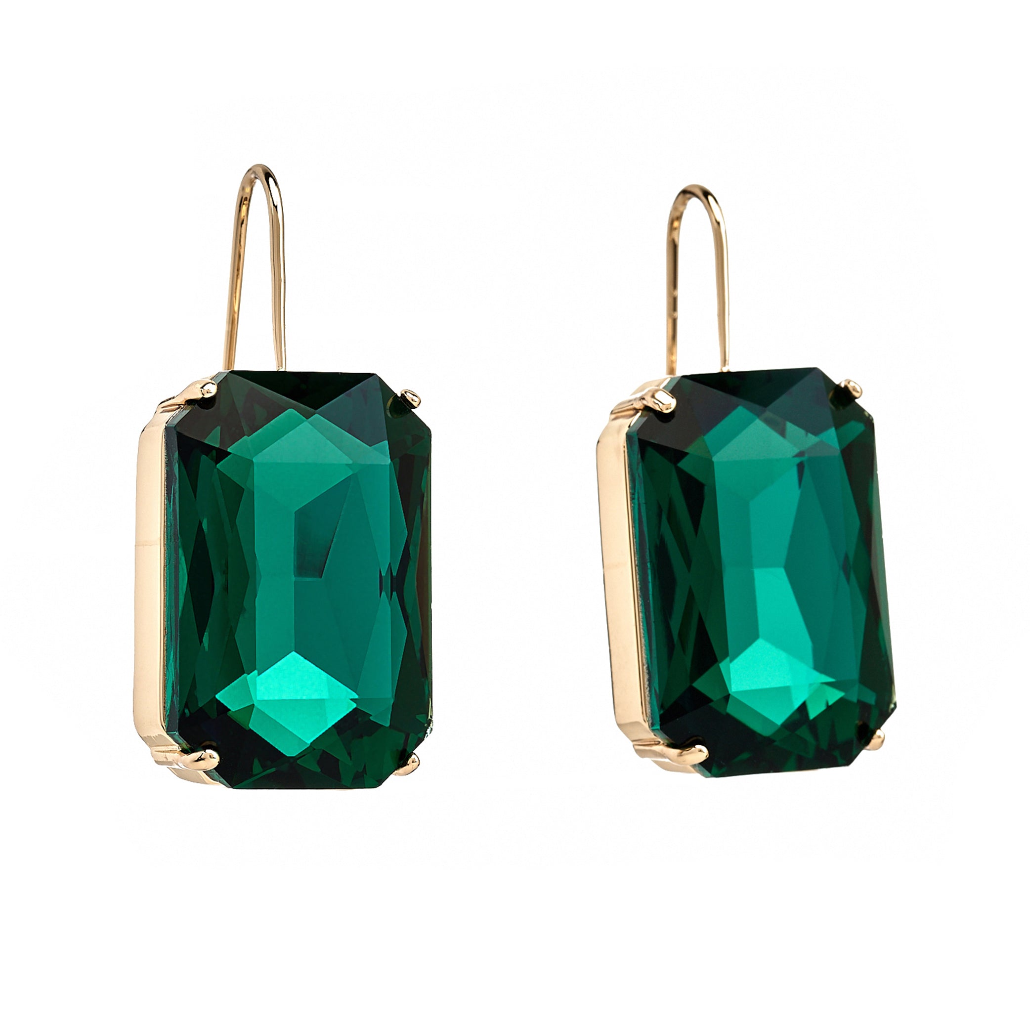 Emerald Octagon Fishhook Earring