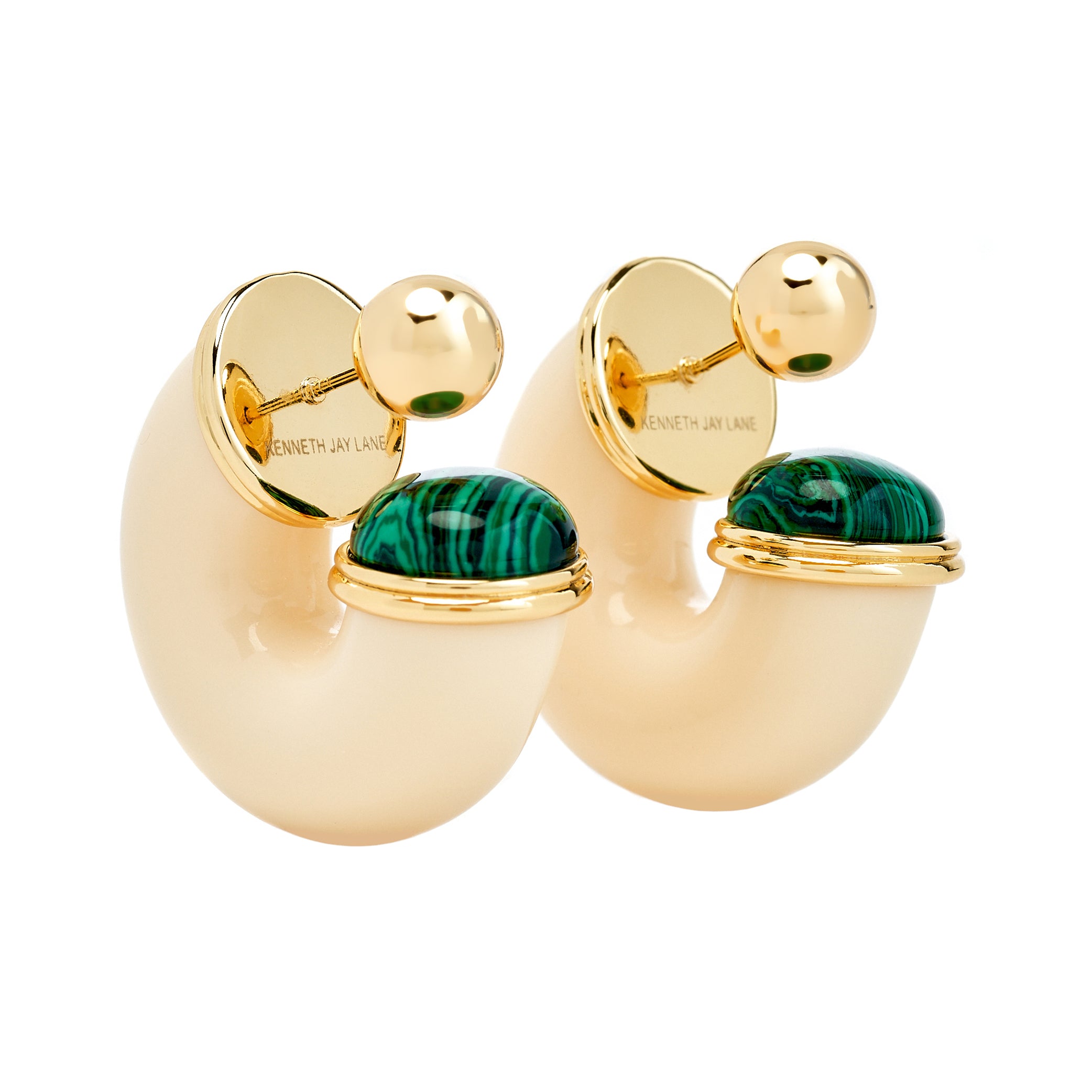 Malachite End Hoop Pierced Earrings