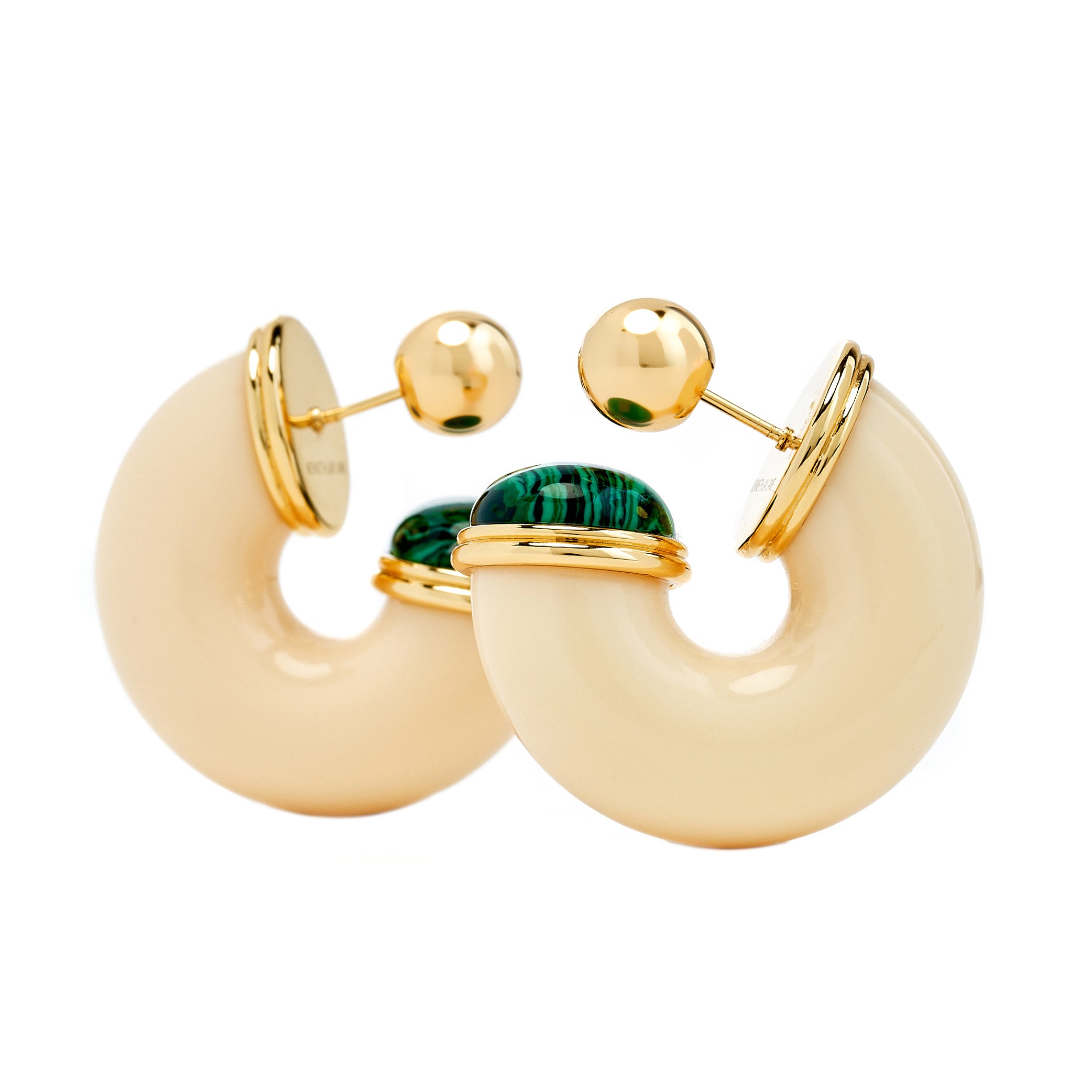 Malachite End Hoop Pierced Earrings