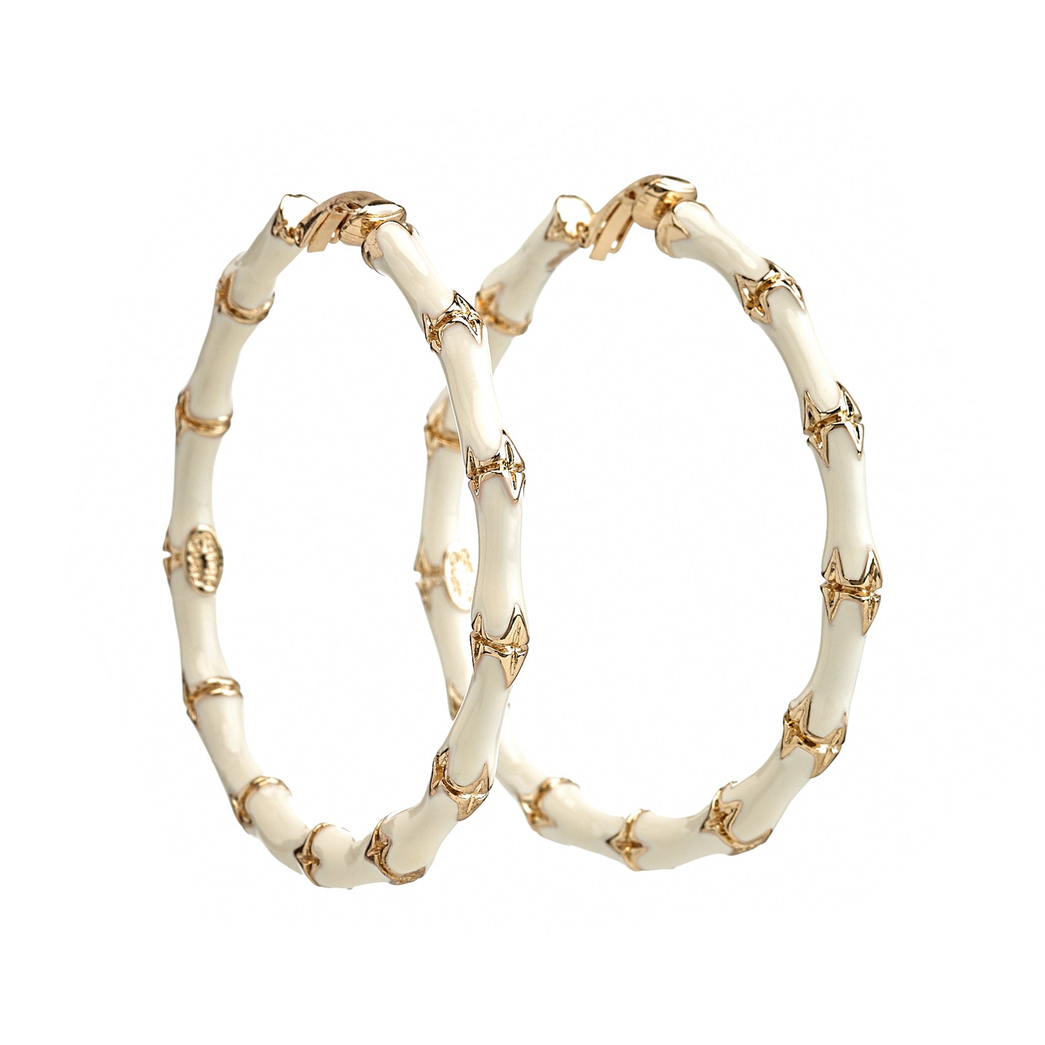 Large White Bamboo Hoop Earrings