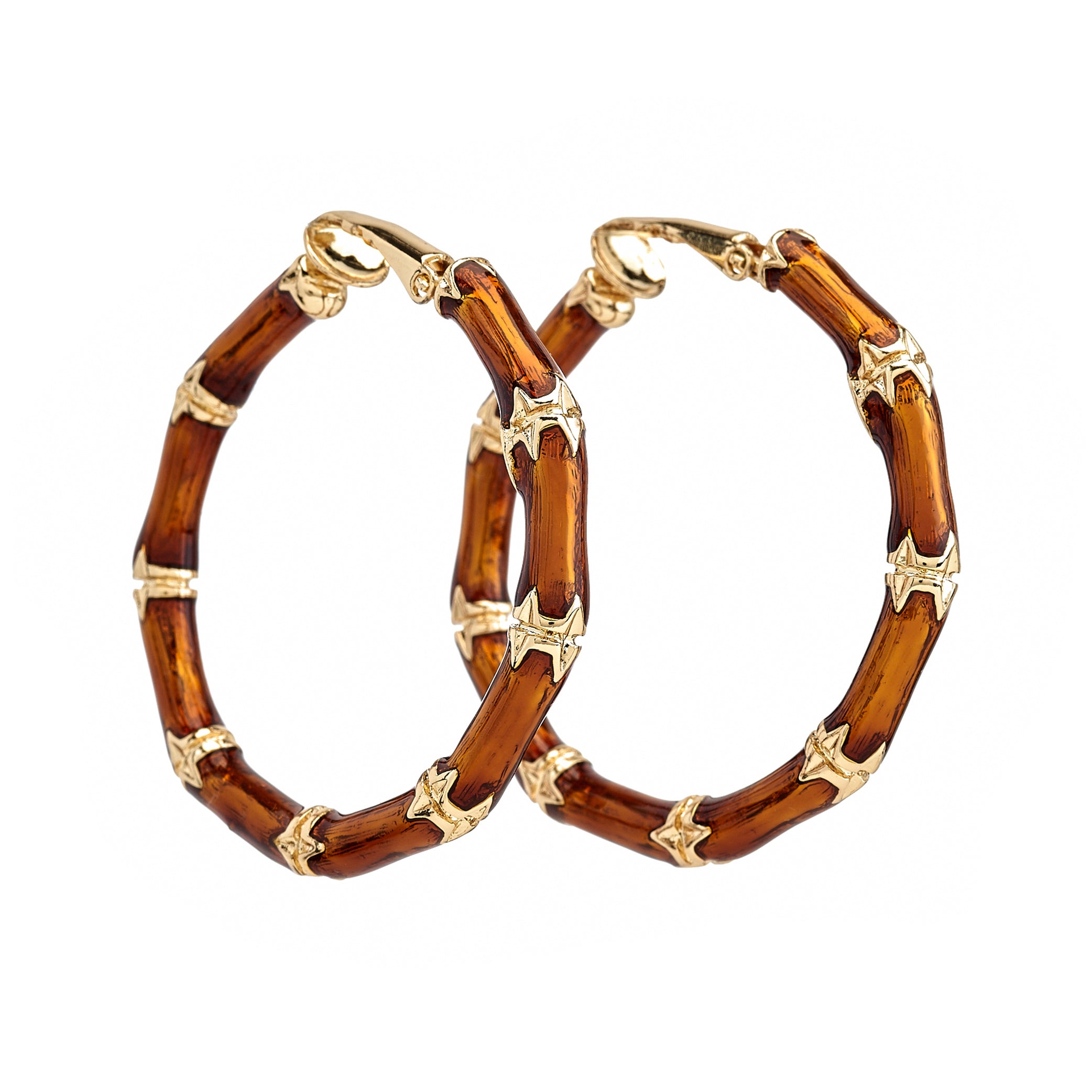 Brown Bamboo Hoop Earrings