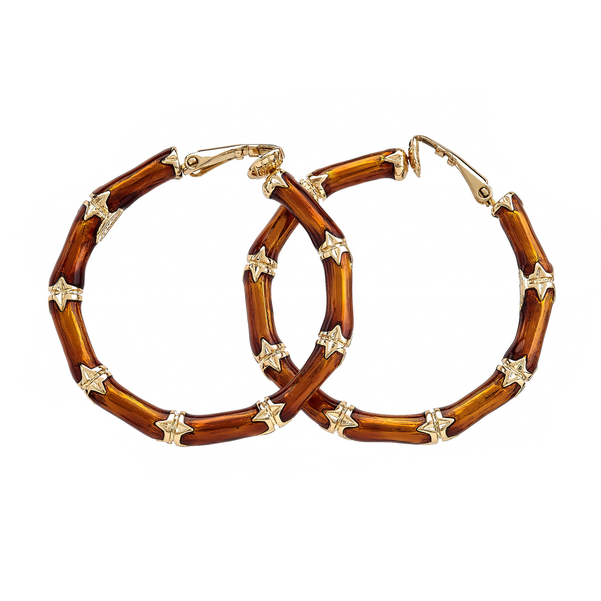 Brown Bamboo Hoop Earrings