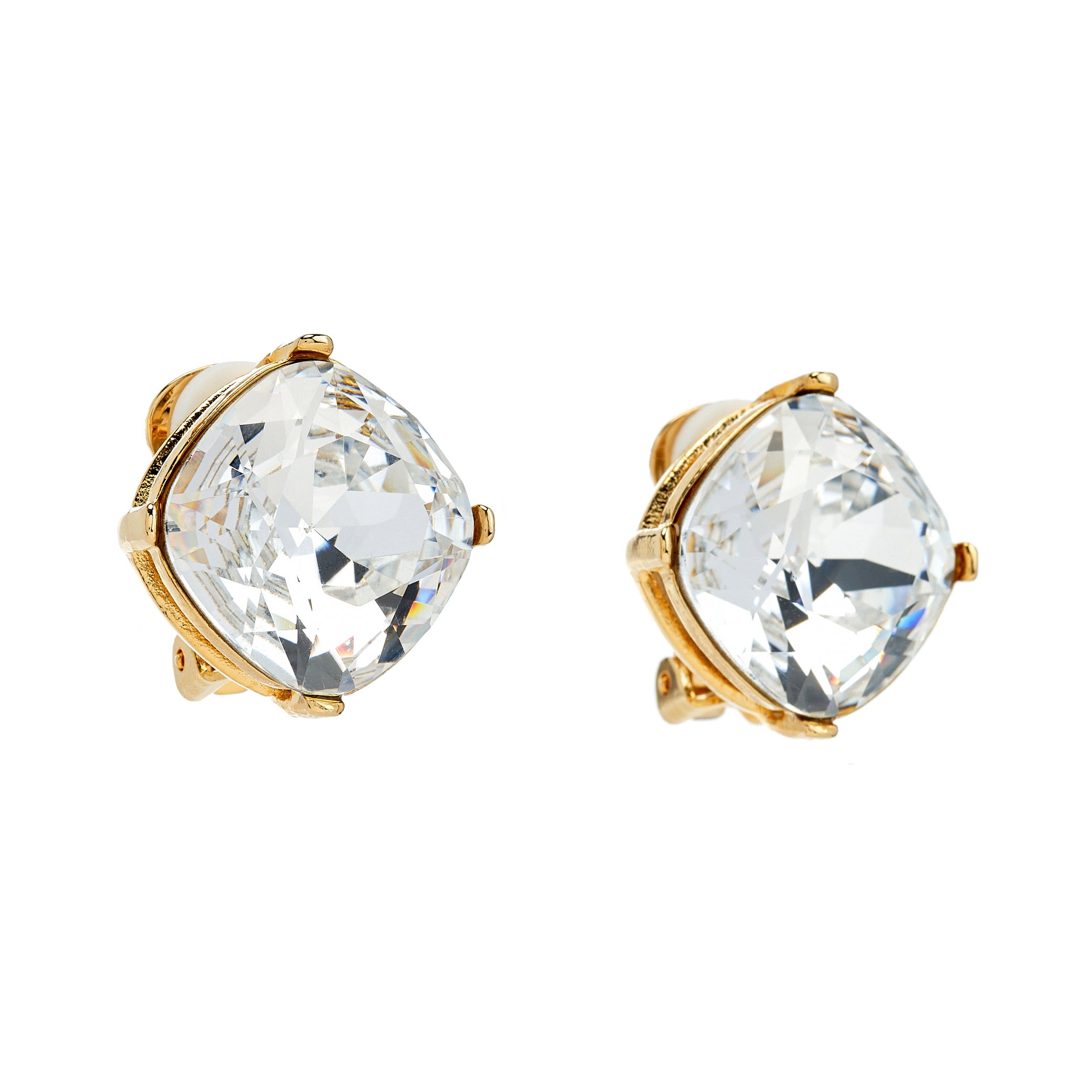 Crystal Headlight Clip-On Earrings