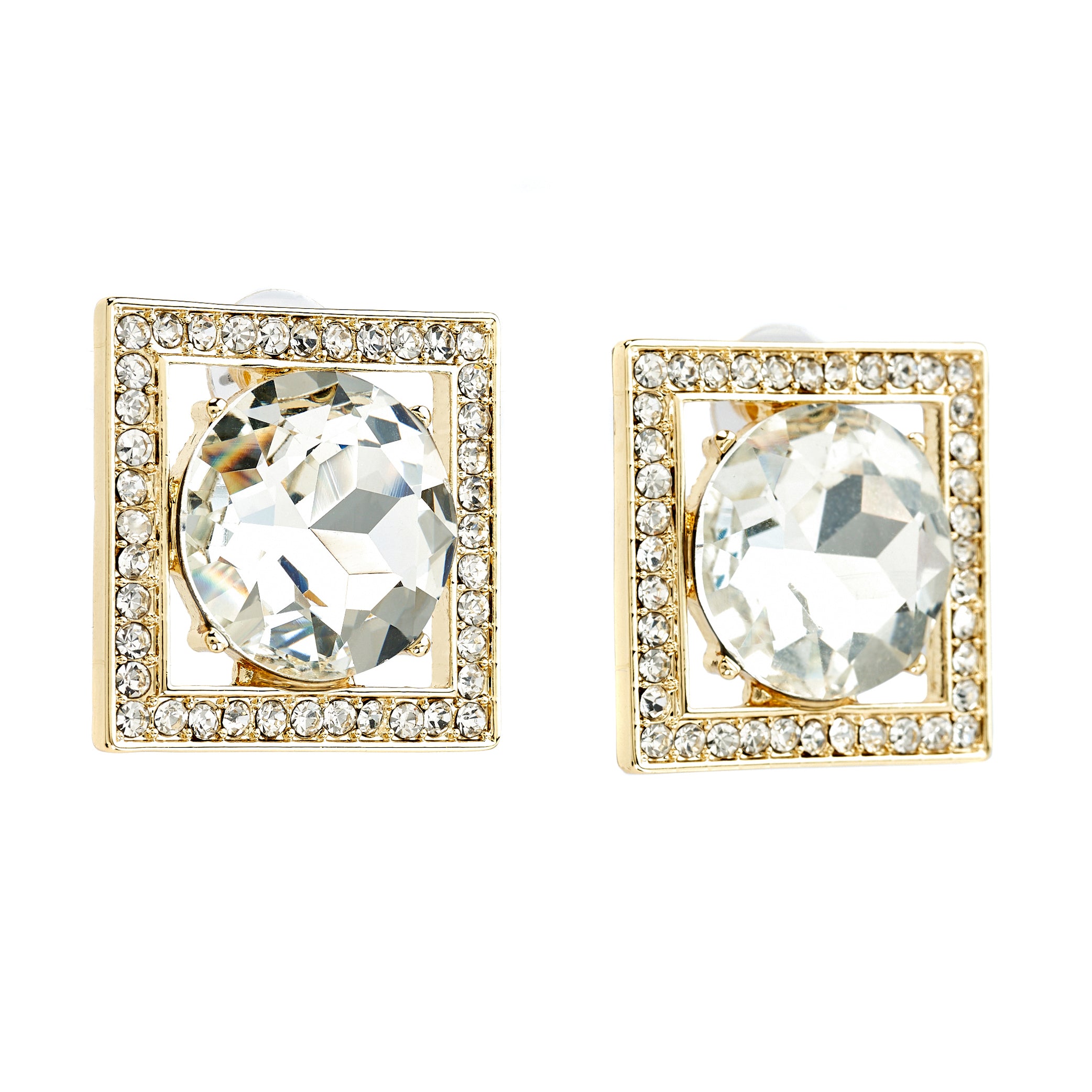 Crystal Square Pierced Earrings