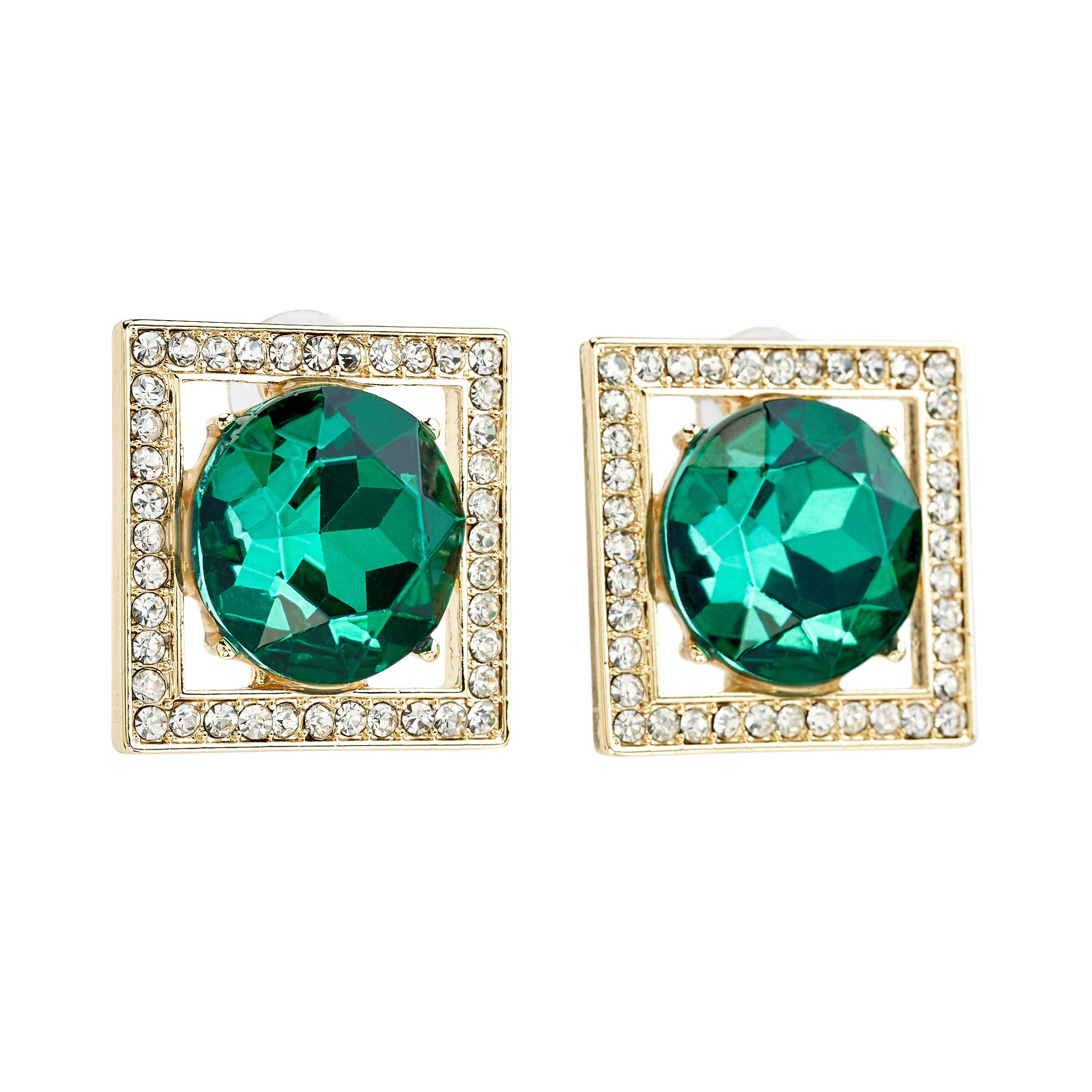 Emerald Square Pierced Earrings