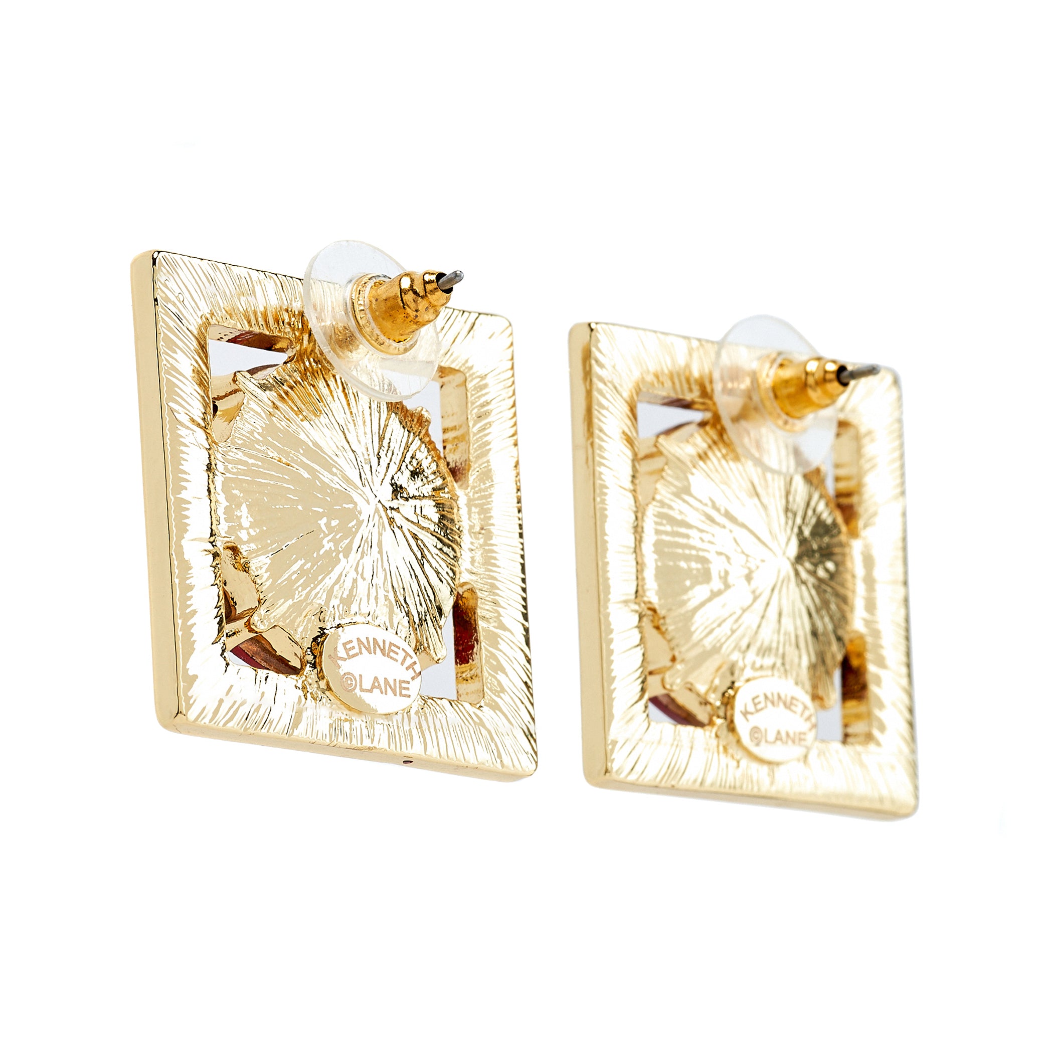Ruby Square Pierced Earrings