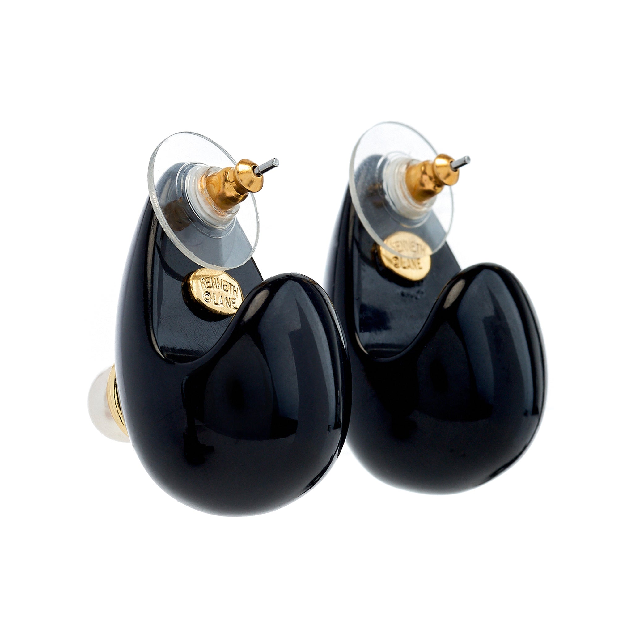 Black Teardrop Pierced Earrings