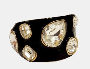 Black Enamel Cuff with Crystal