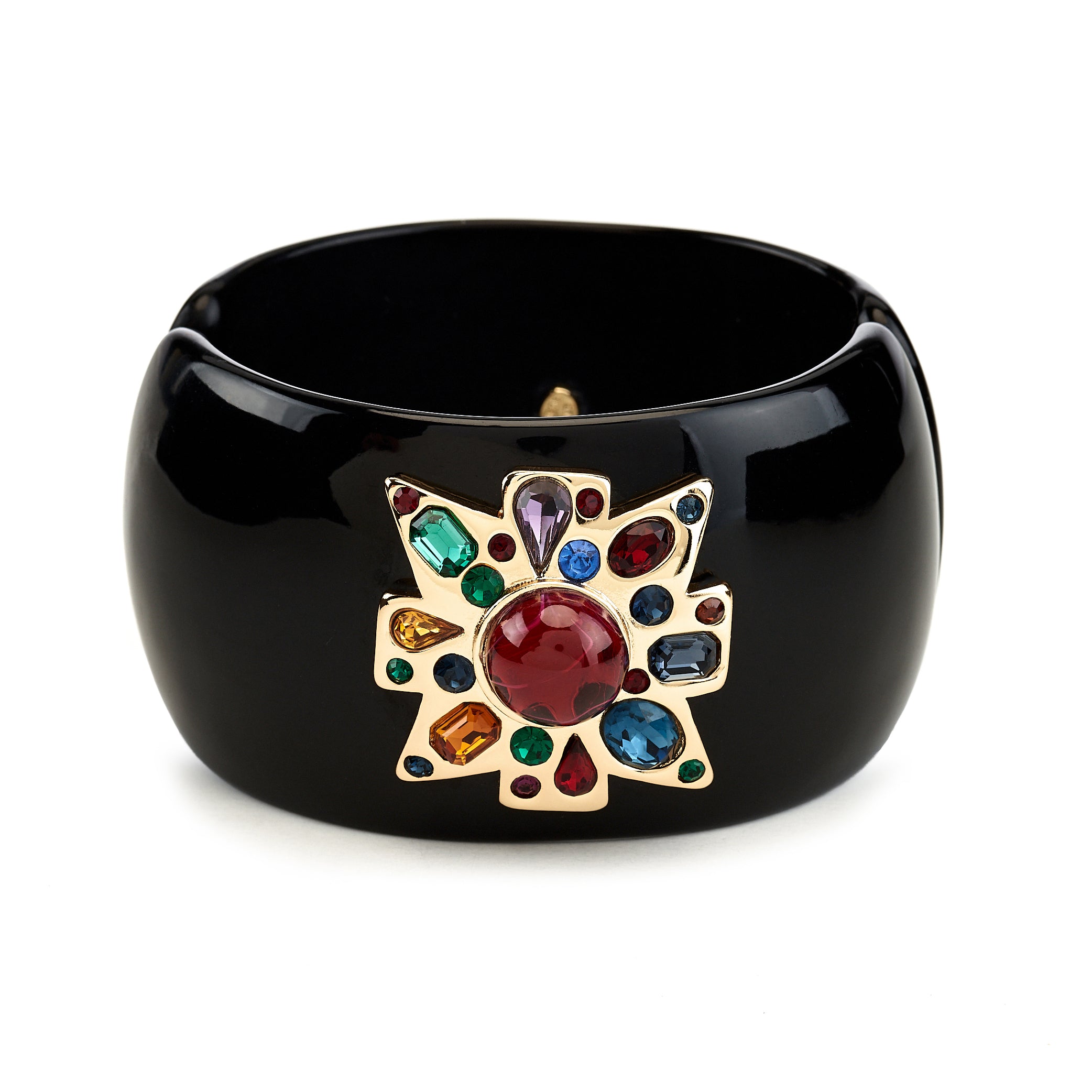 Ruby Center Black Maltese Cross Bracelet