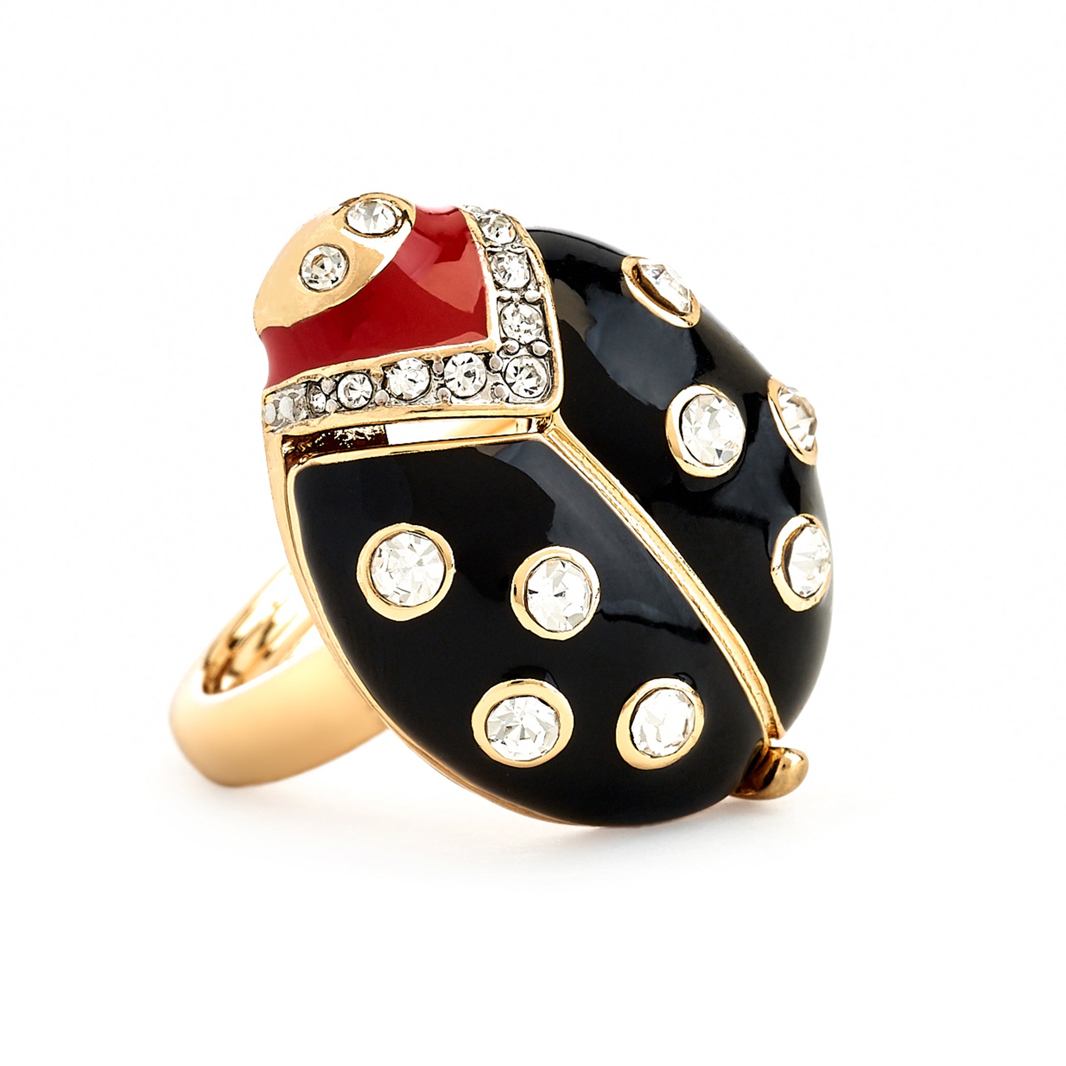 Black Ladybug Adjustable Ring
