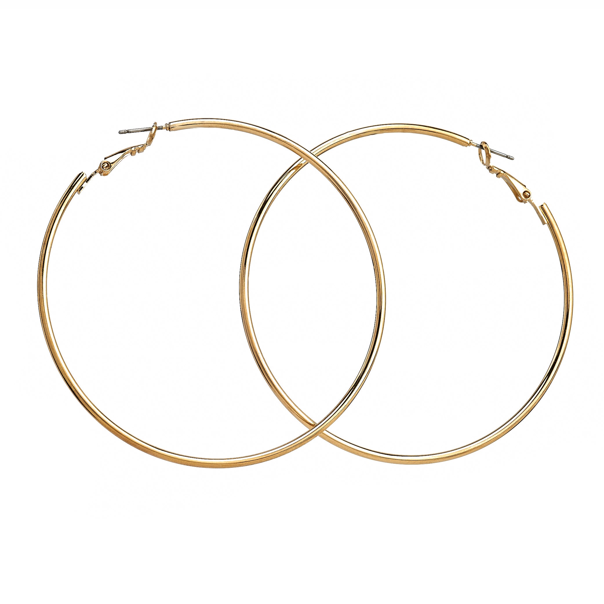 Medium Gold Thin Wire Hoop Post Earring
