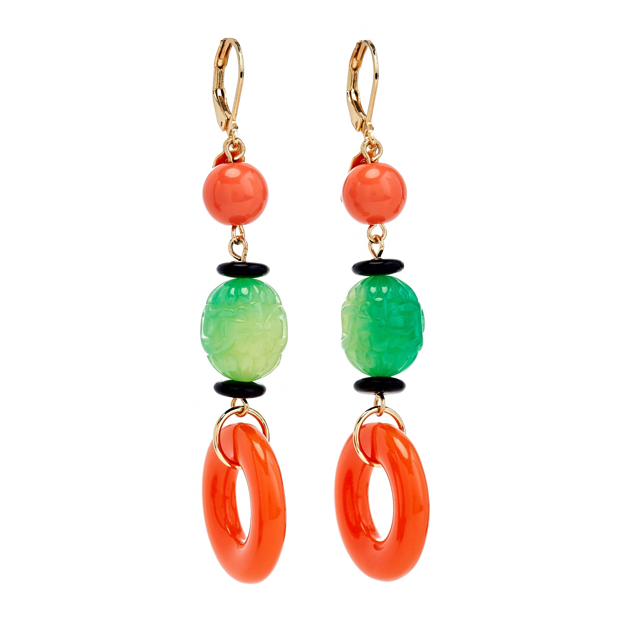Carved Jade Eurowire Earrings