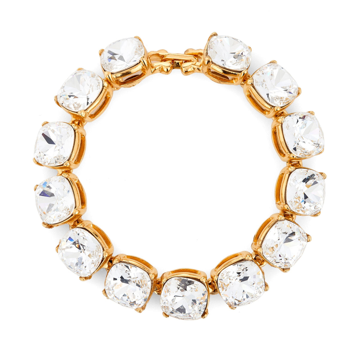 Square Crystal Link Bracelet, gold
