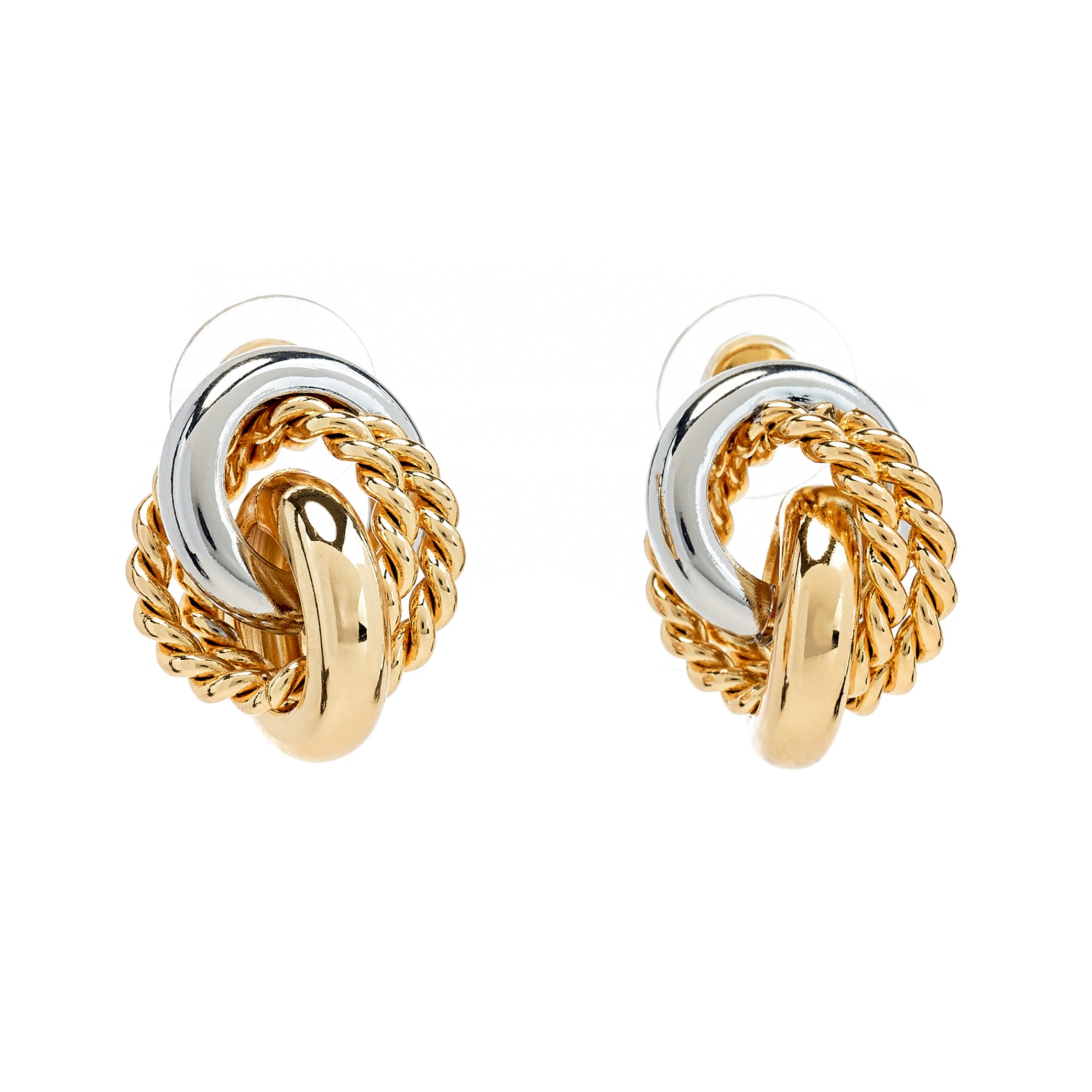 Two-Tone Knot Pierced Earrings