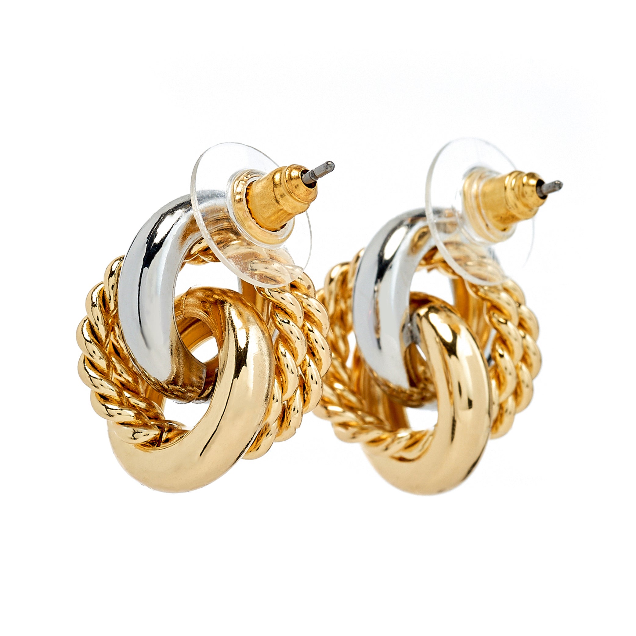 Two-Tone Knot Pierced Earrings