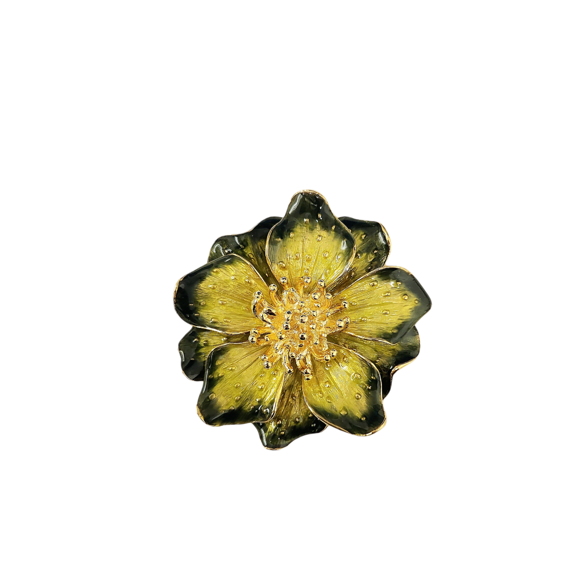 Green Enamel Flower Pin