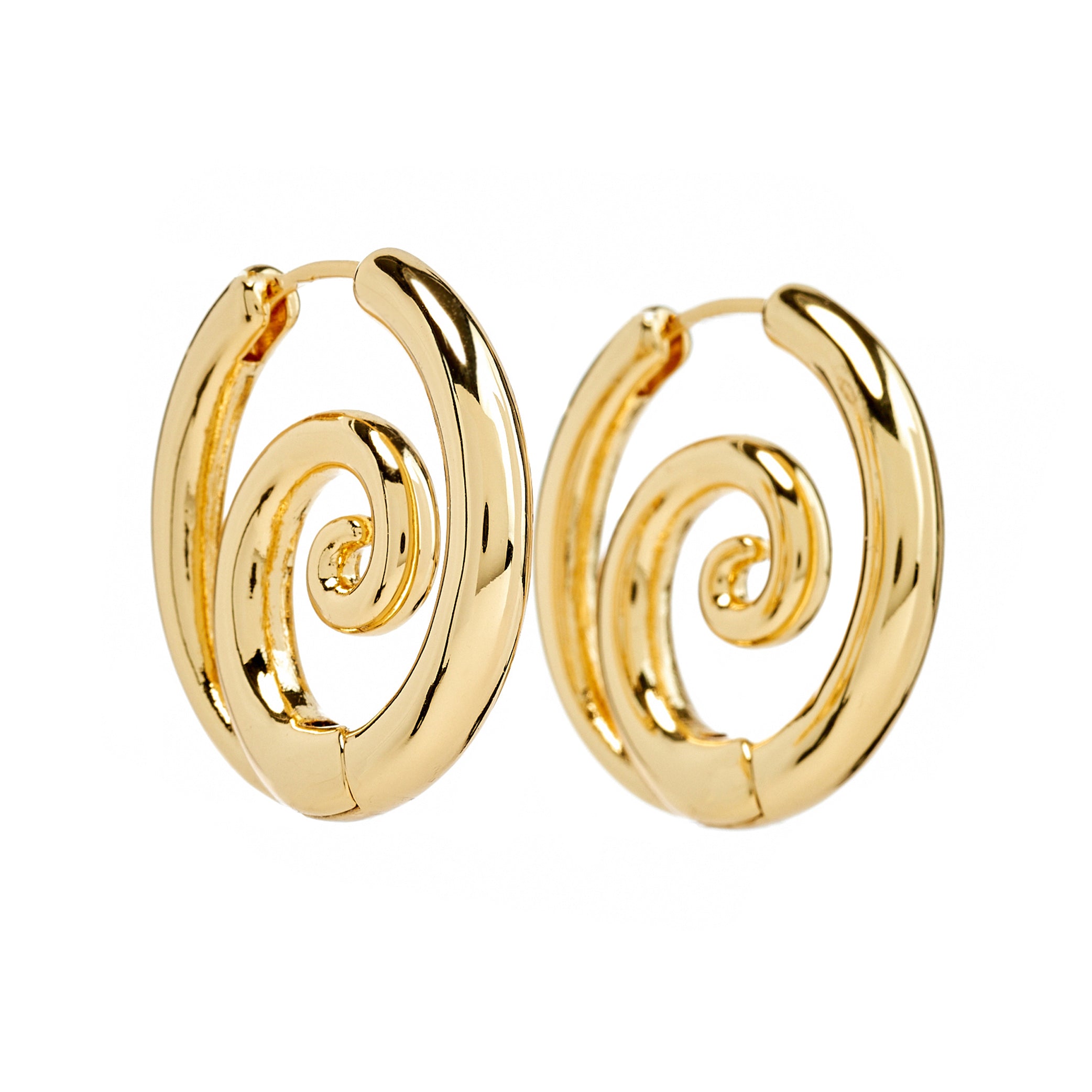 Gold Swirl Pierced Earrings