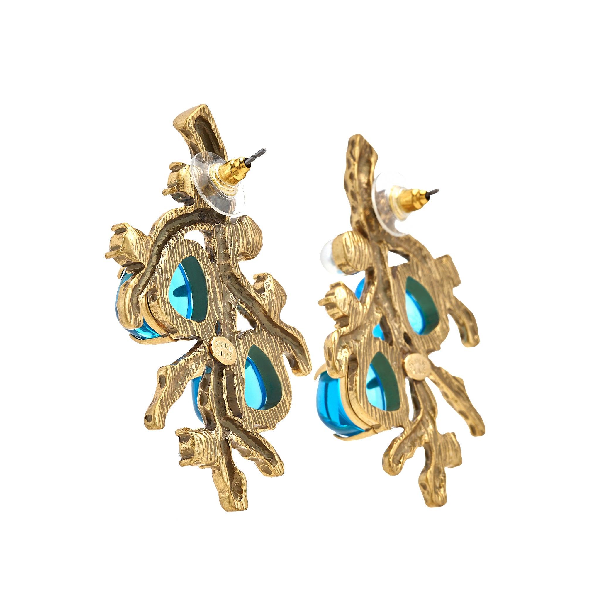 Blue Sea Branch Pierced Earrings