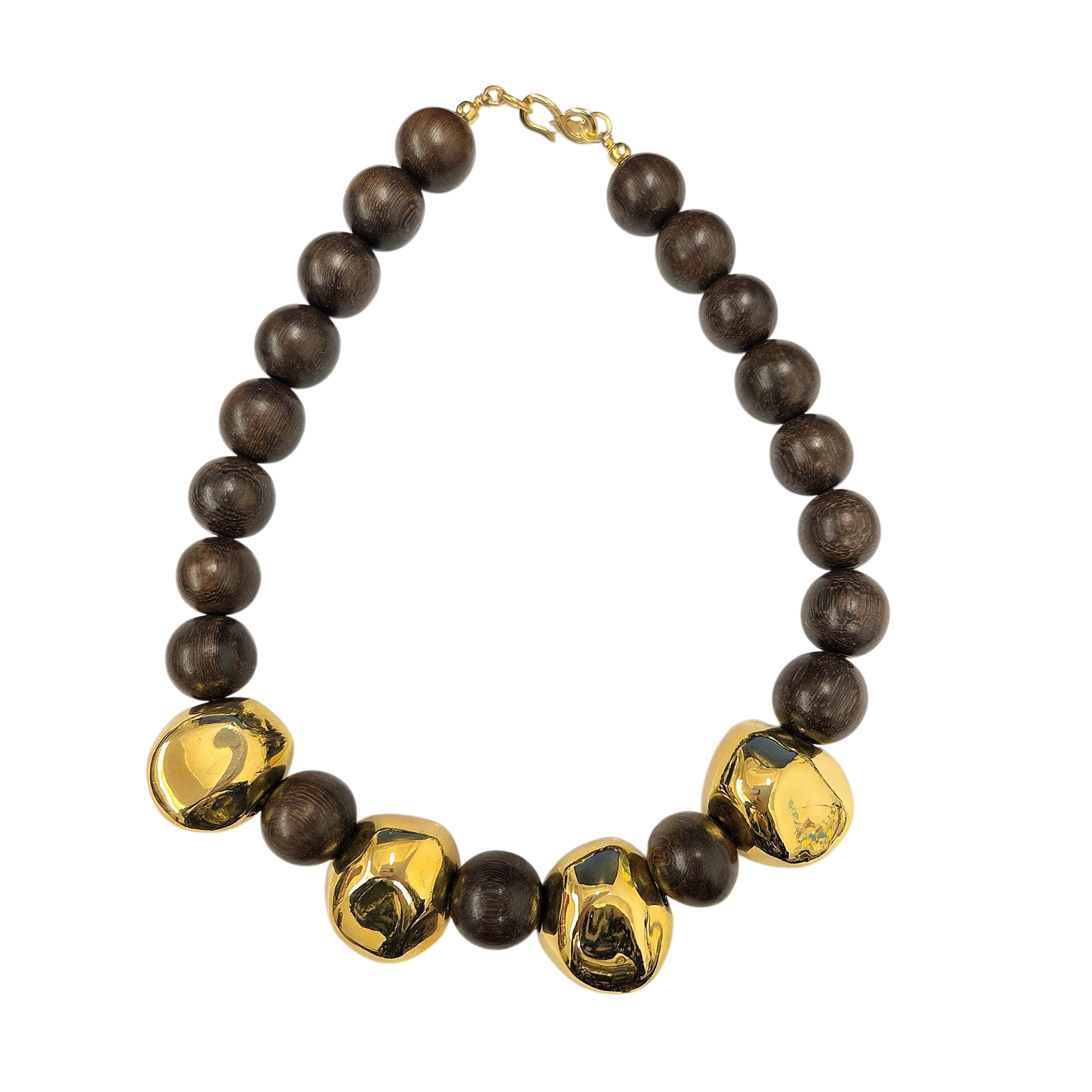 Gold Nuggets S Hook Necklace