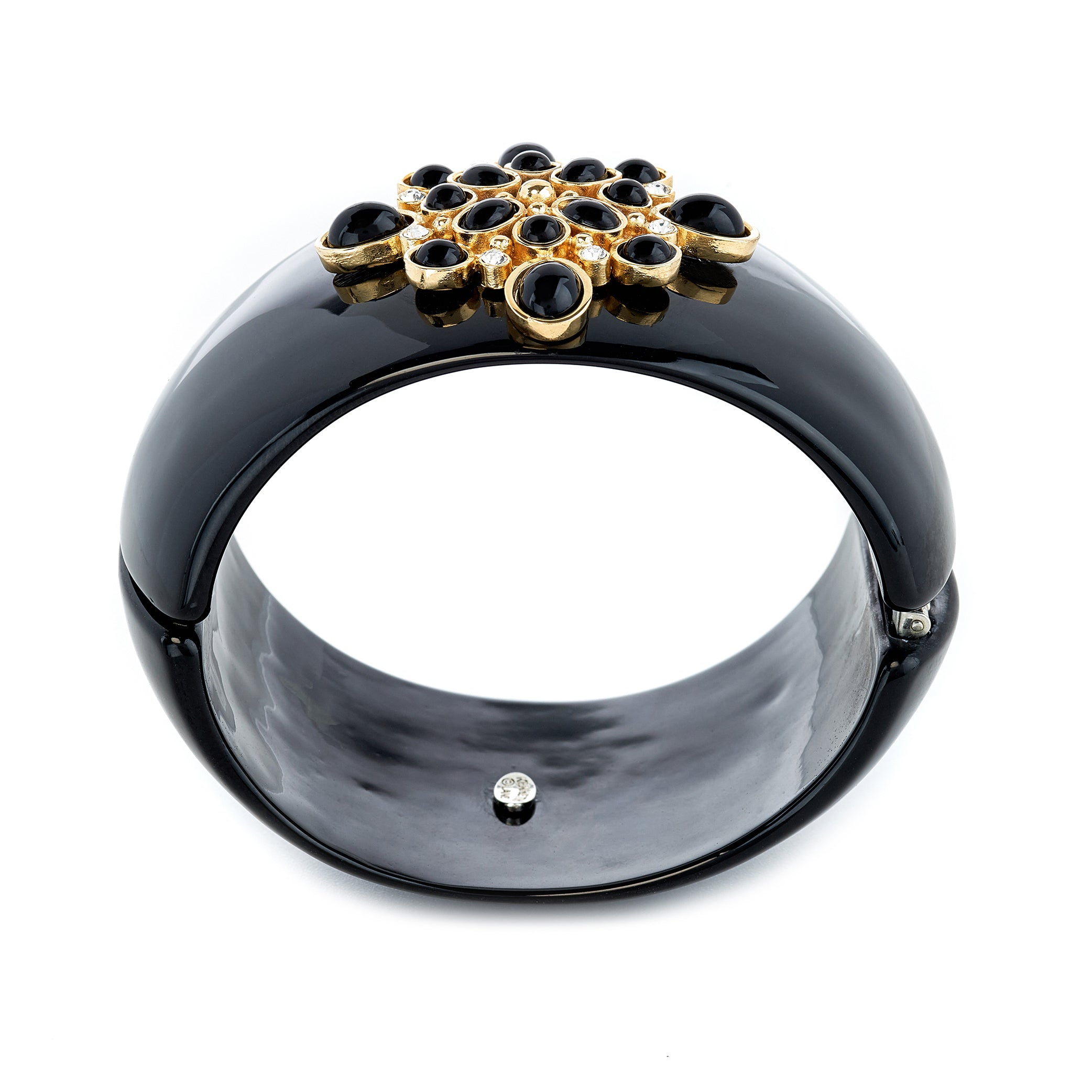 Black Cabochon Cuff Bracelet