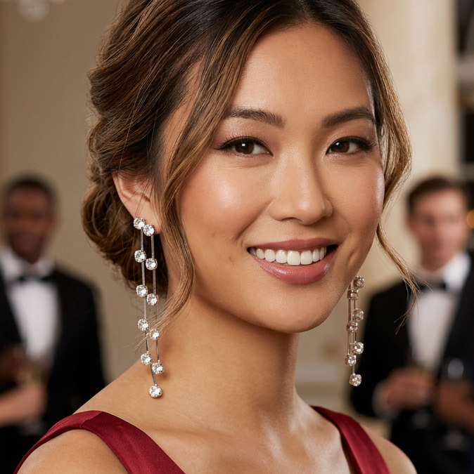 Two-Strand Crystal Drop Earrings