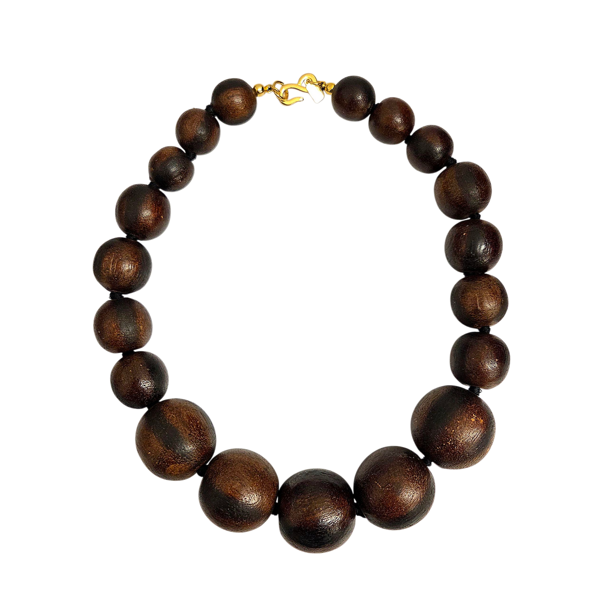 70's Medium Brown Wooden Necklace main image 1