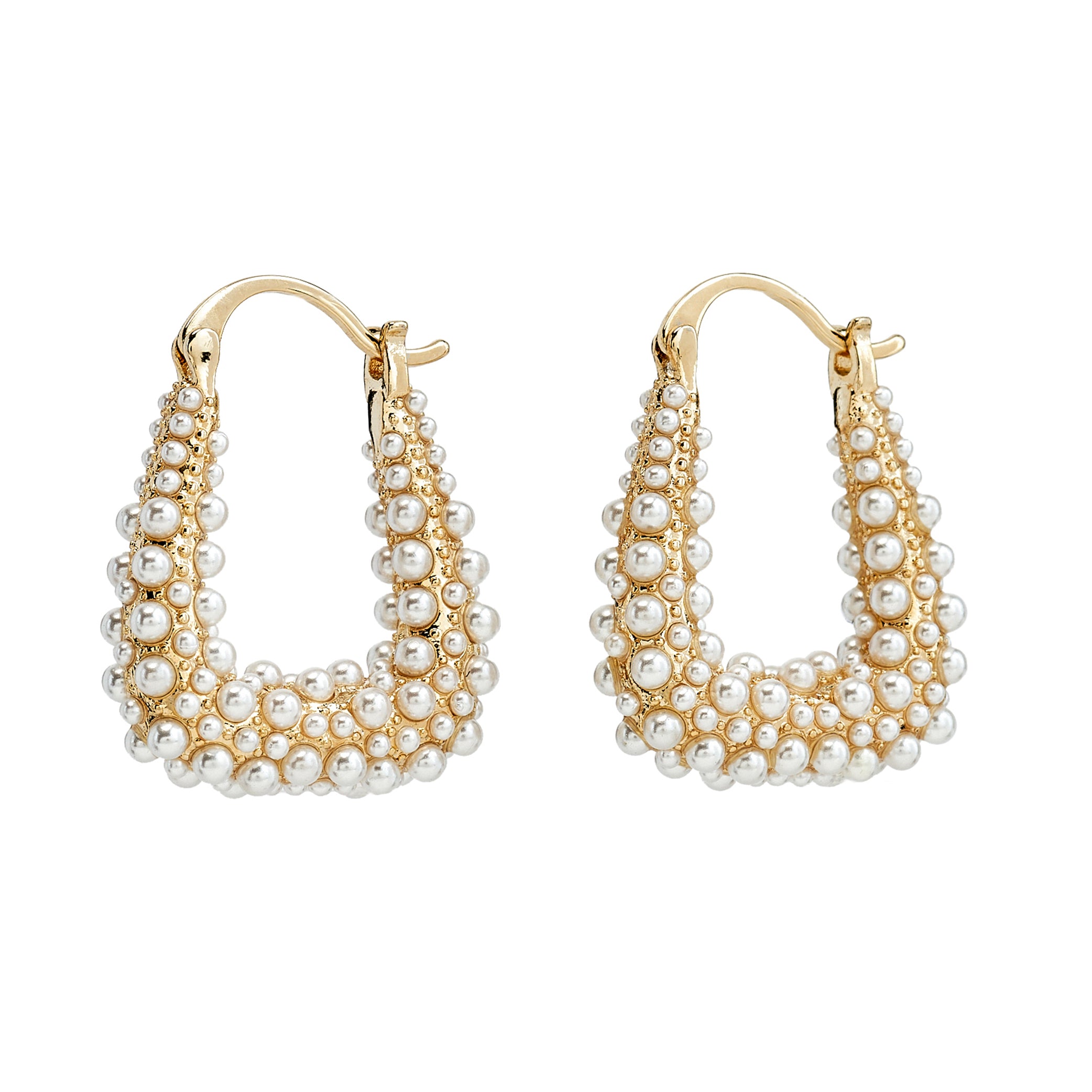 Pearl Cluster Triangle Pierced Earrings